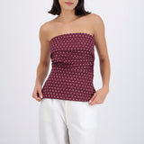 top tubo con dobles escote polka dots