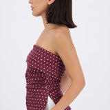top tubo con dobles escote polka dots