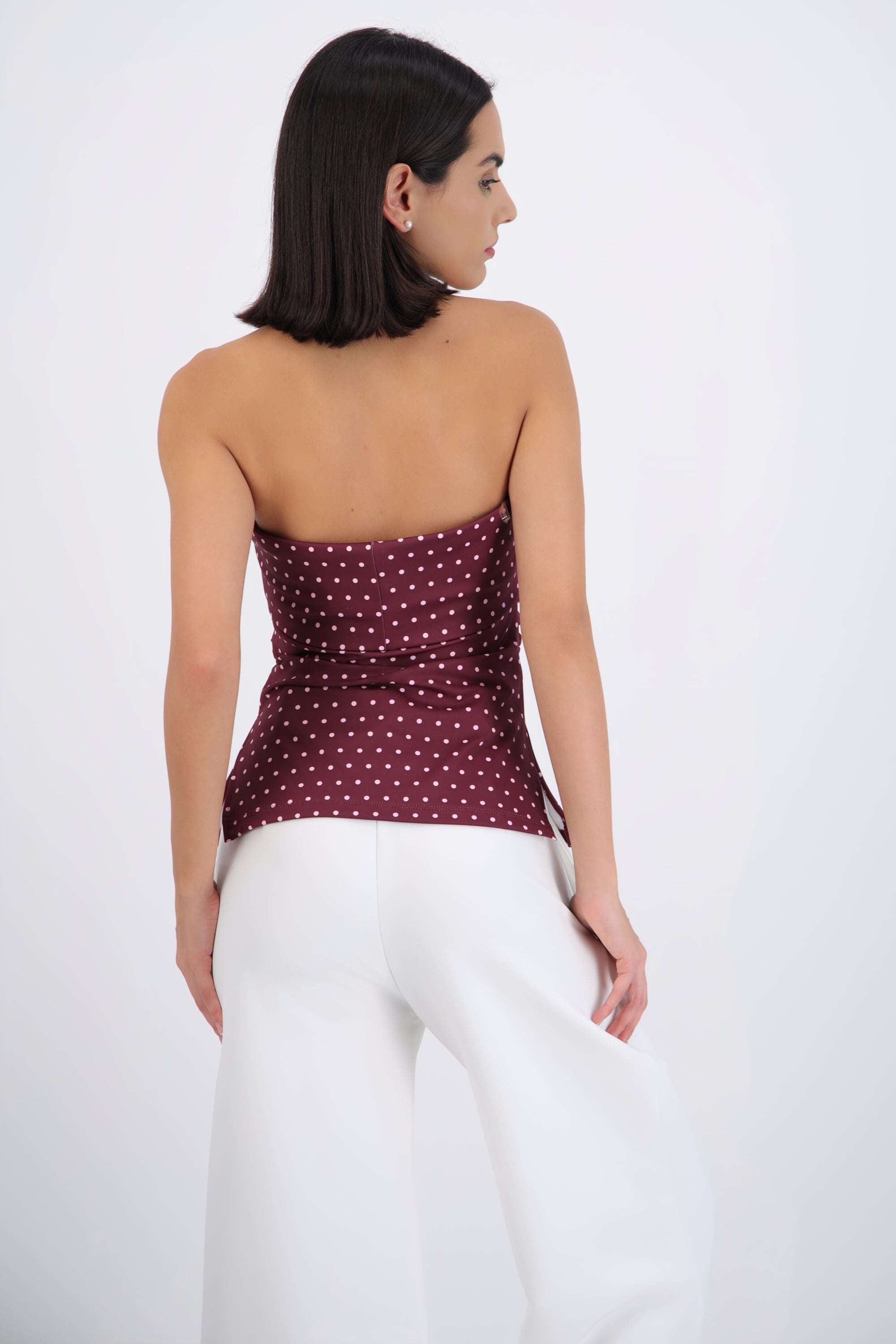 top tubo con dobles escote polka dots