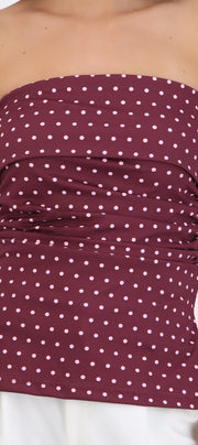 top tubo con dobles escote polka dots