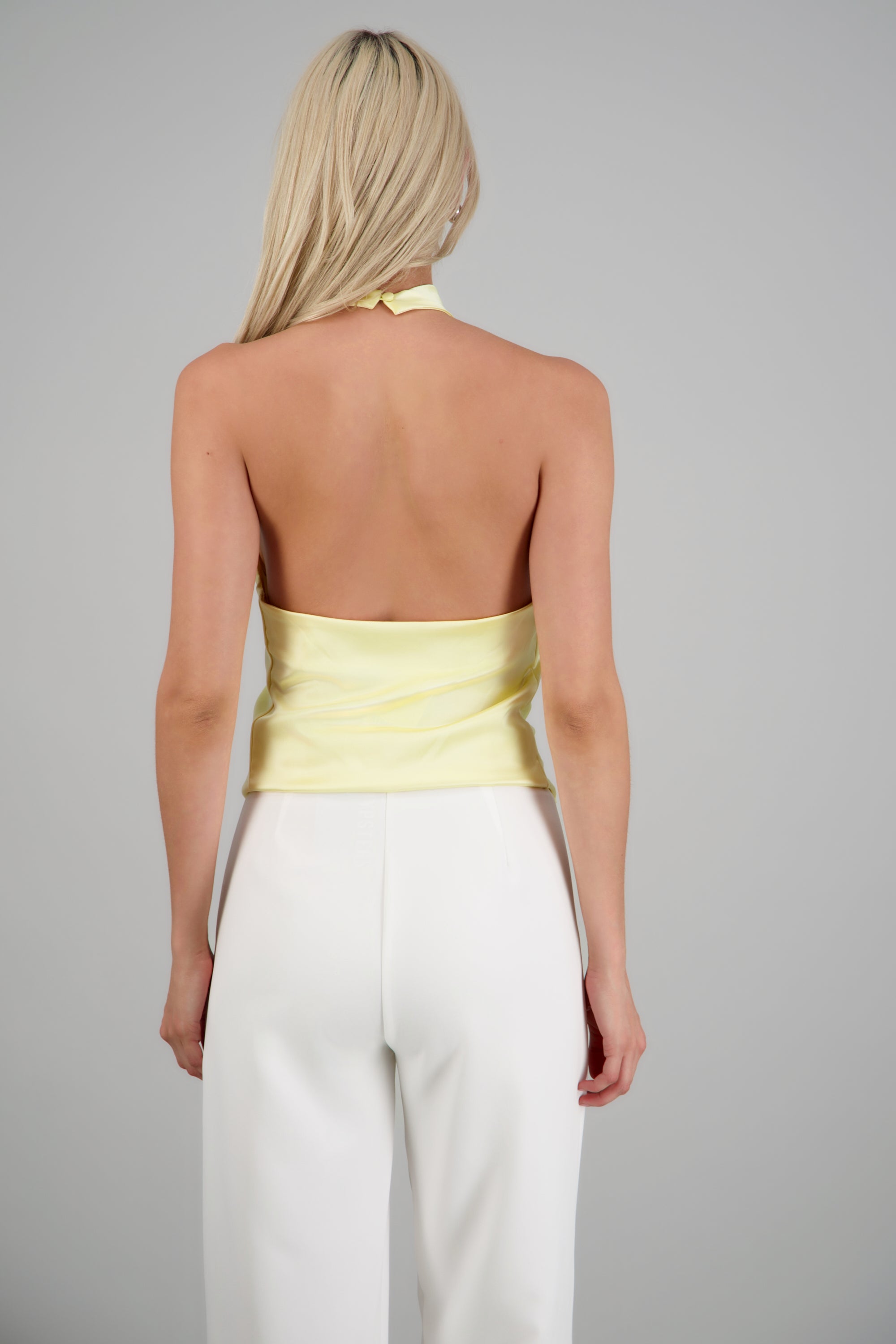 top halter cuello cascada AMARILLO PASTEL