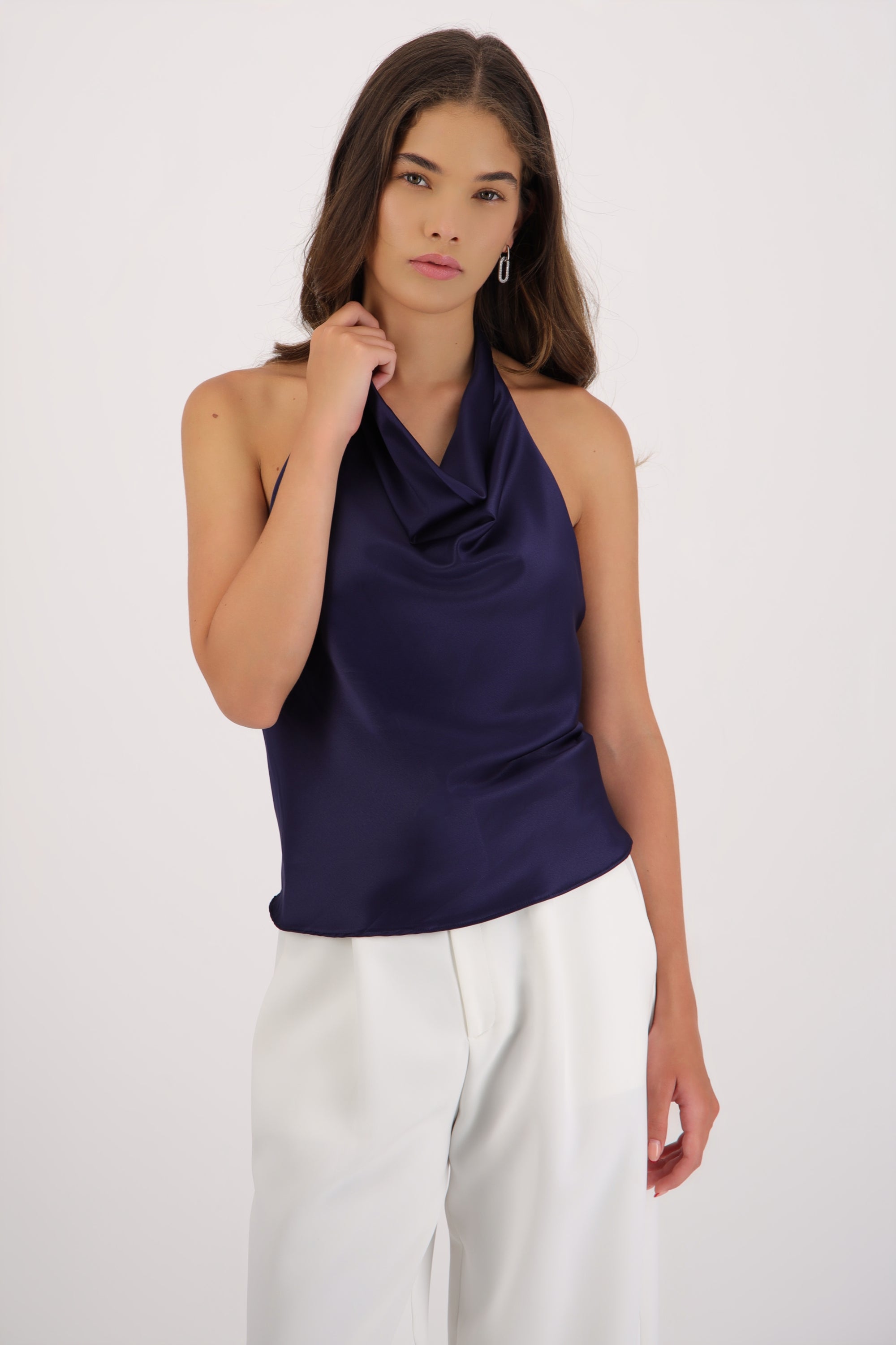 top halter cuello cascada MARINO
