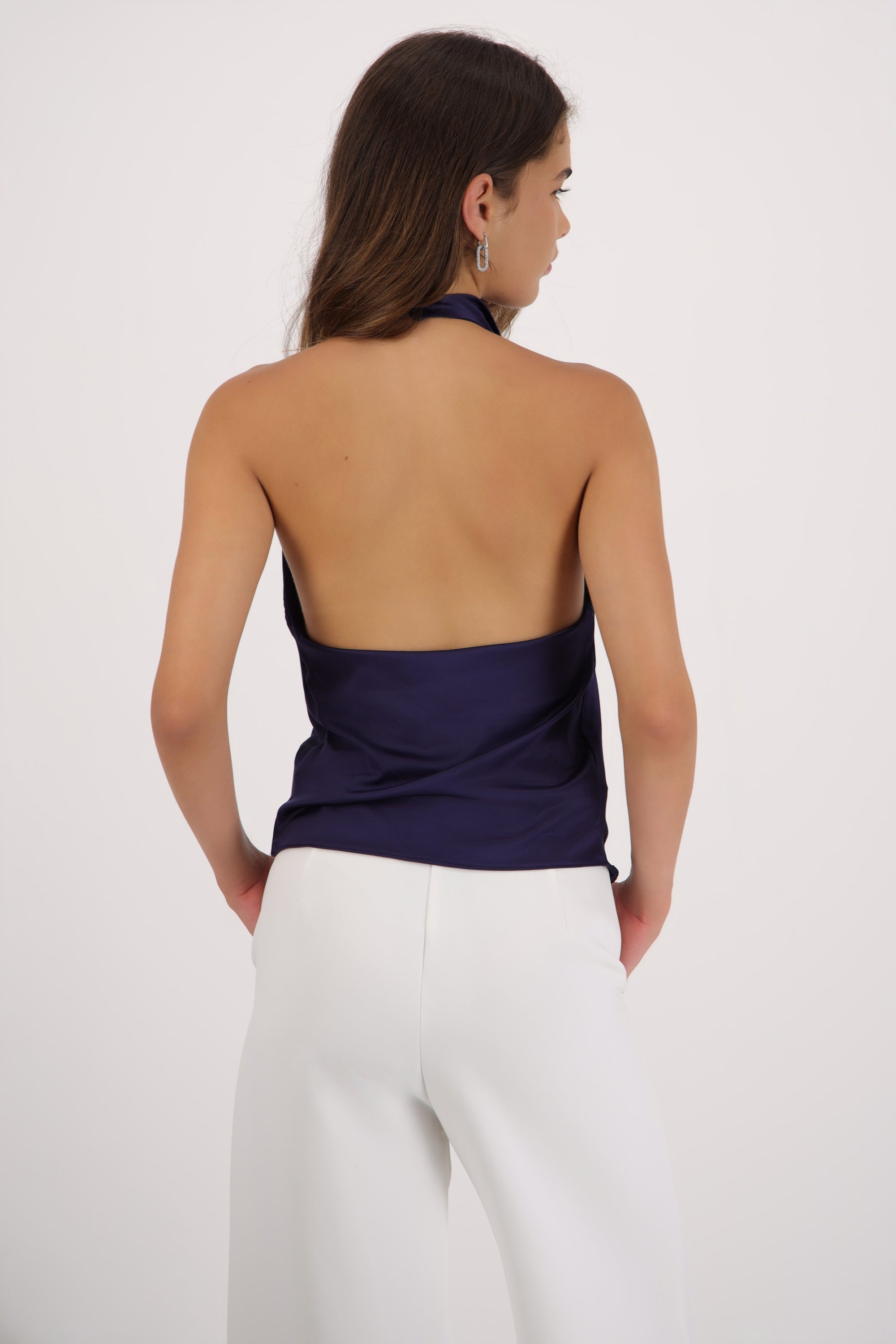 top halter cuello cascada MARINO