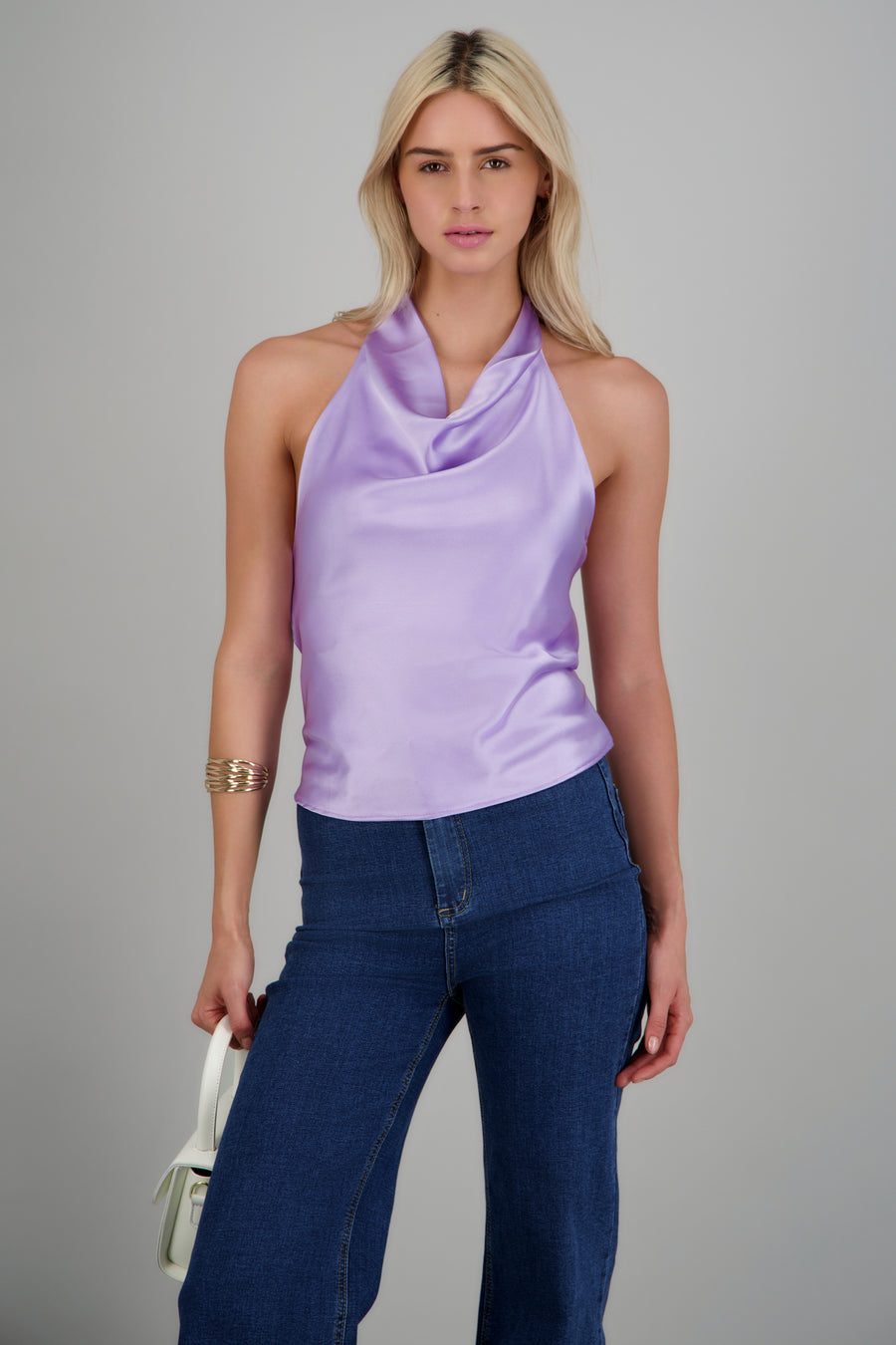 top halter cuello cascada
