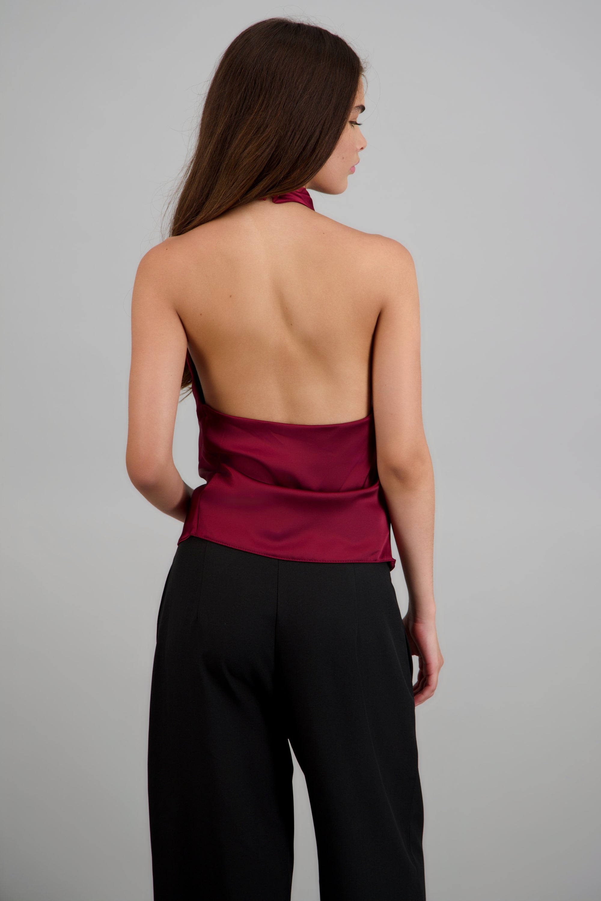 top halter cuello cascada VINO