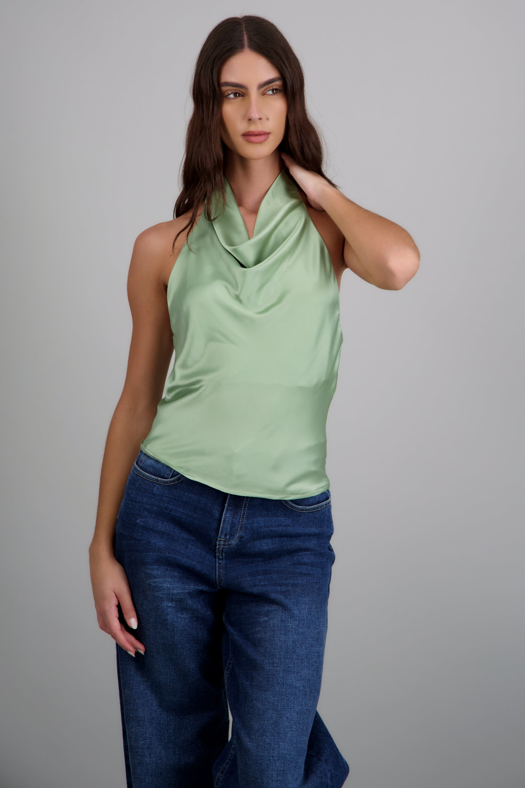top halter cuello cascada SAGE