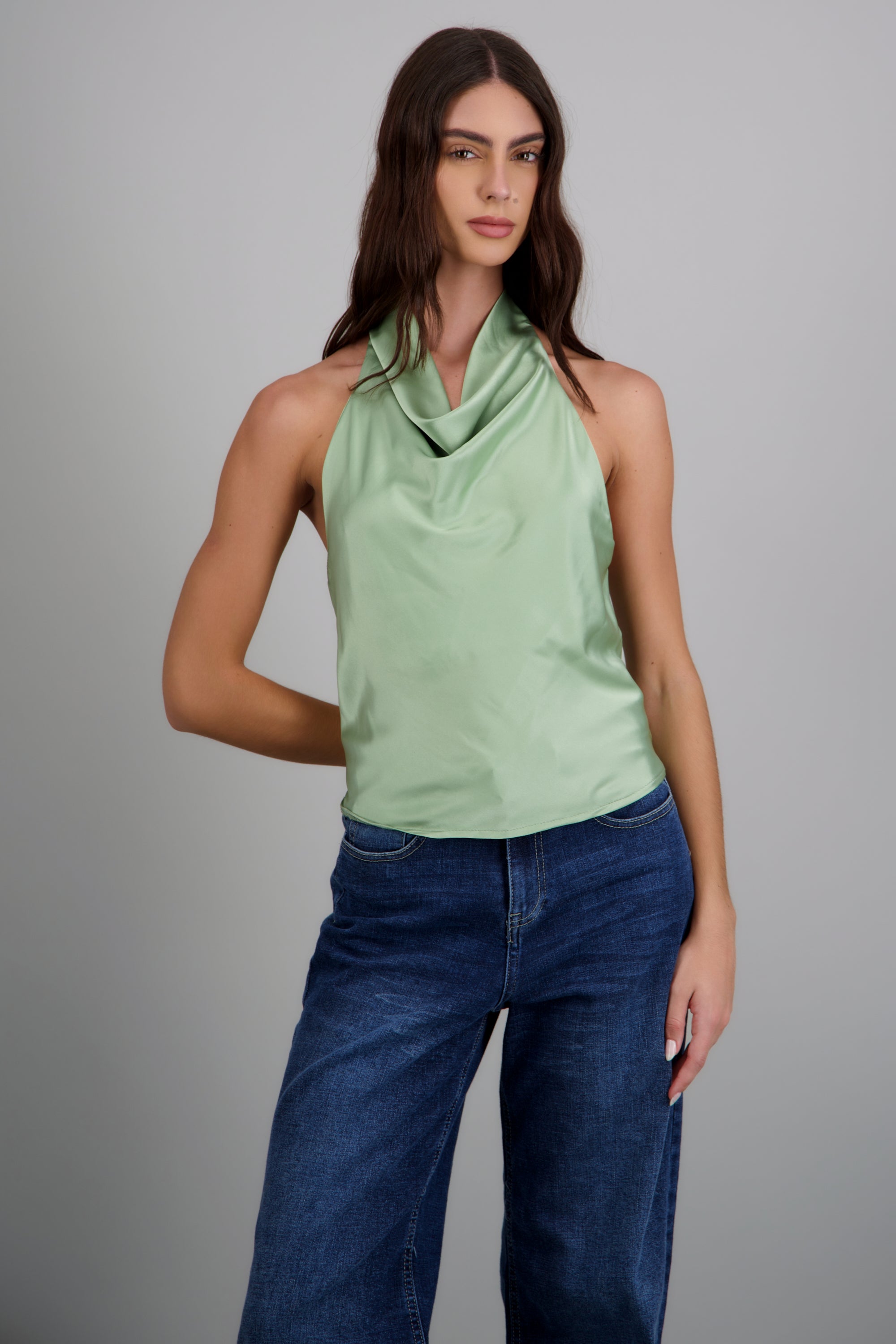 top halter cuello cascada SAGE