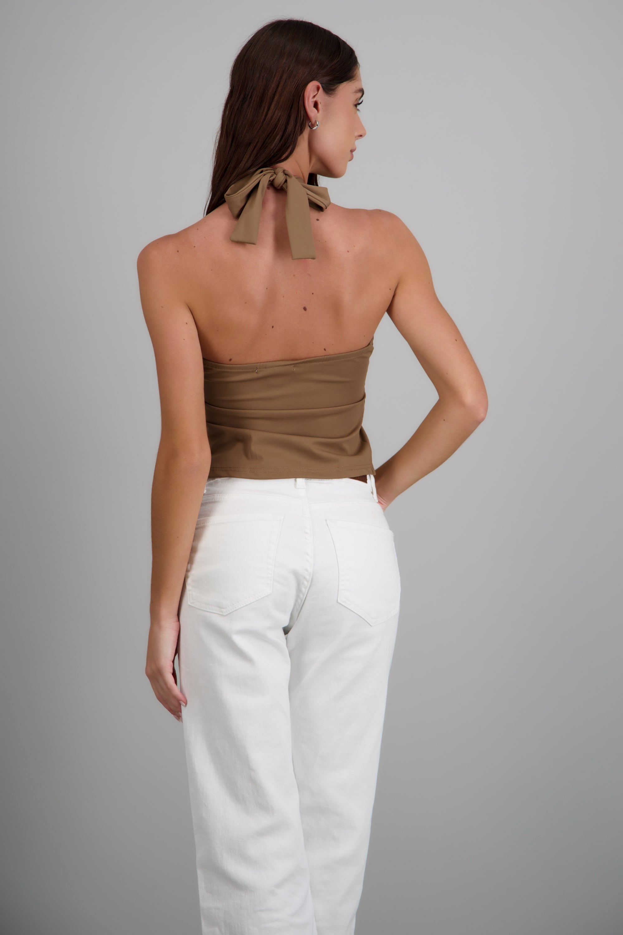 Top halter detalle herraje CHOCOLATE
