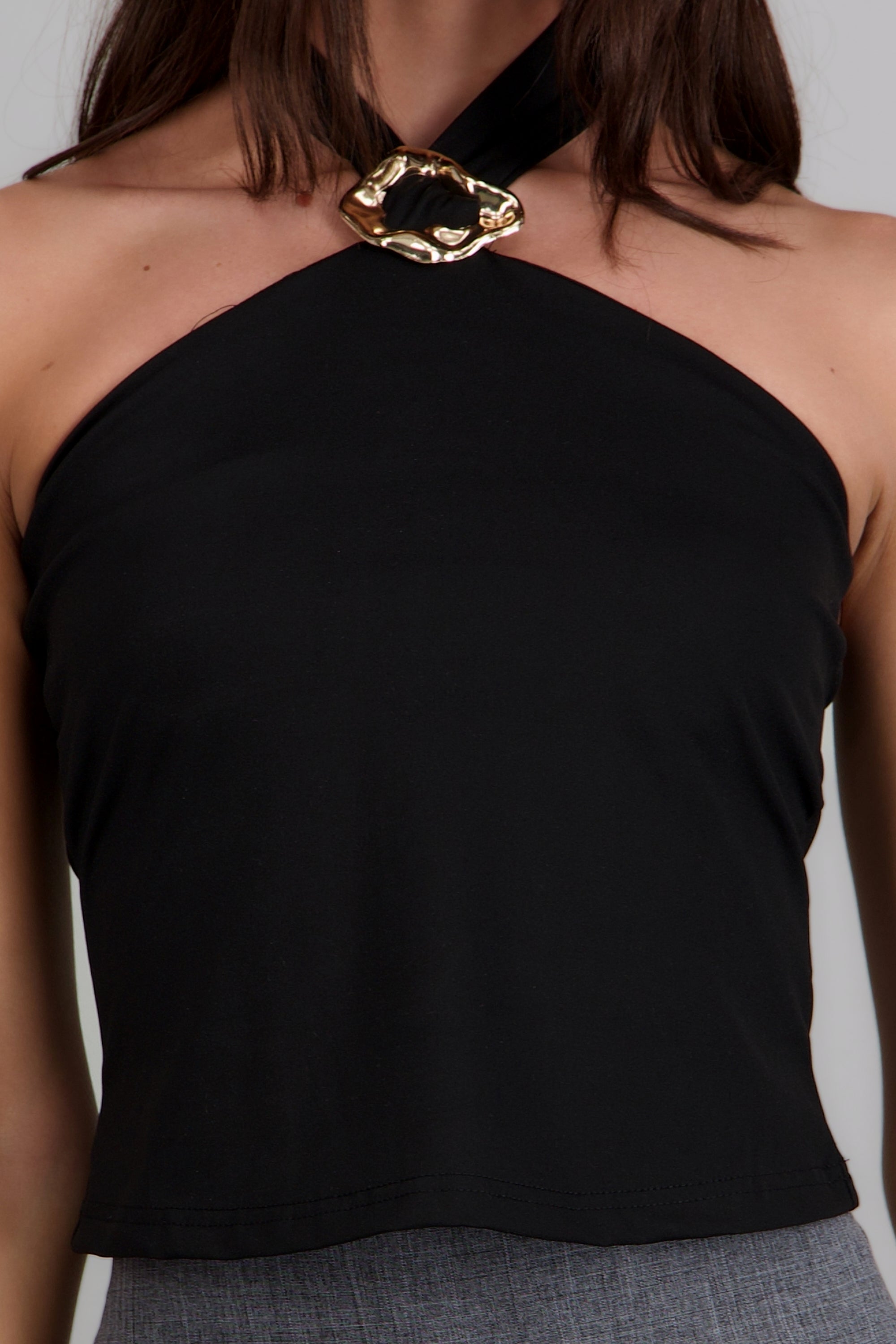 Top halter detalle herraje NEGRO