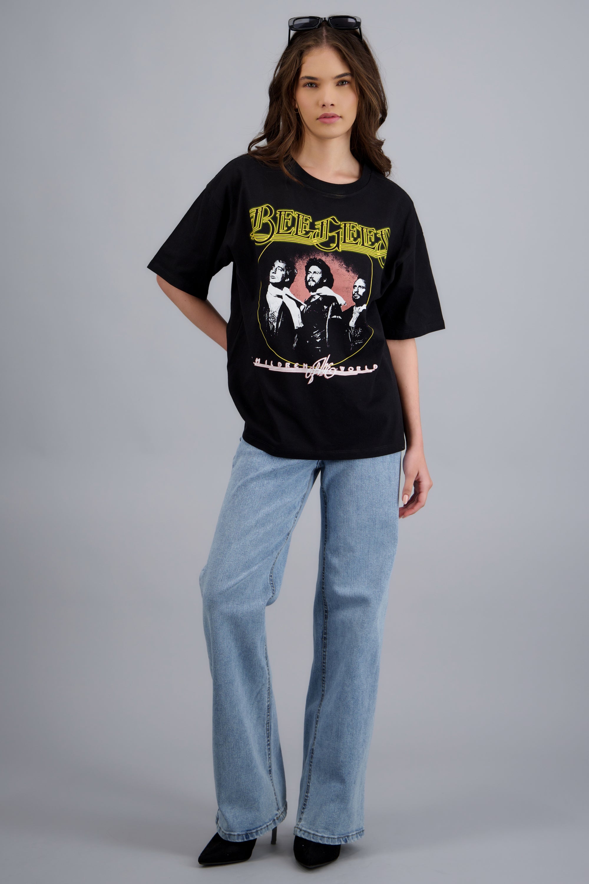 Playera Bee gees cover manga corta NEGRO