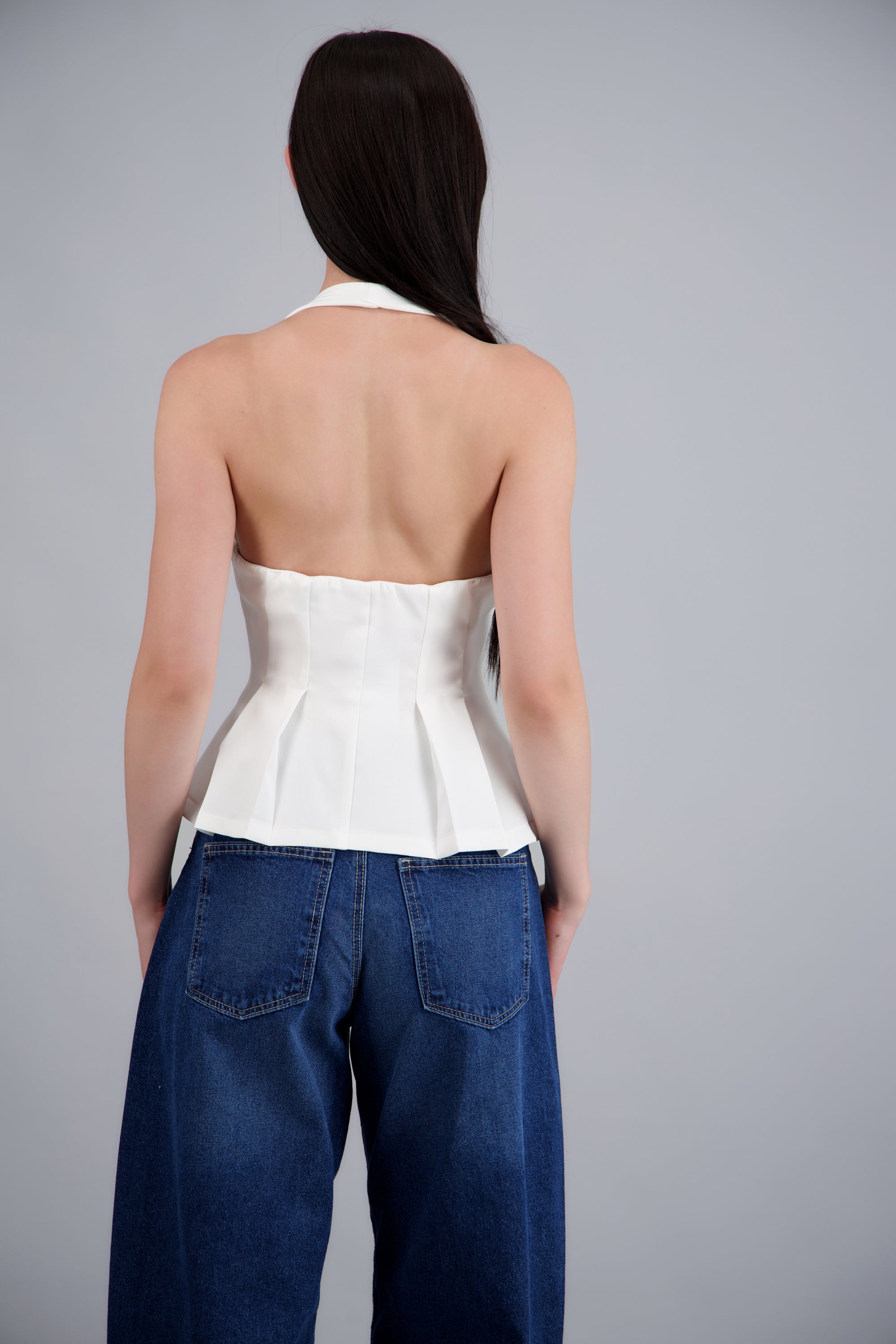 Top halter detalle botones BLANCO