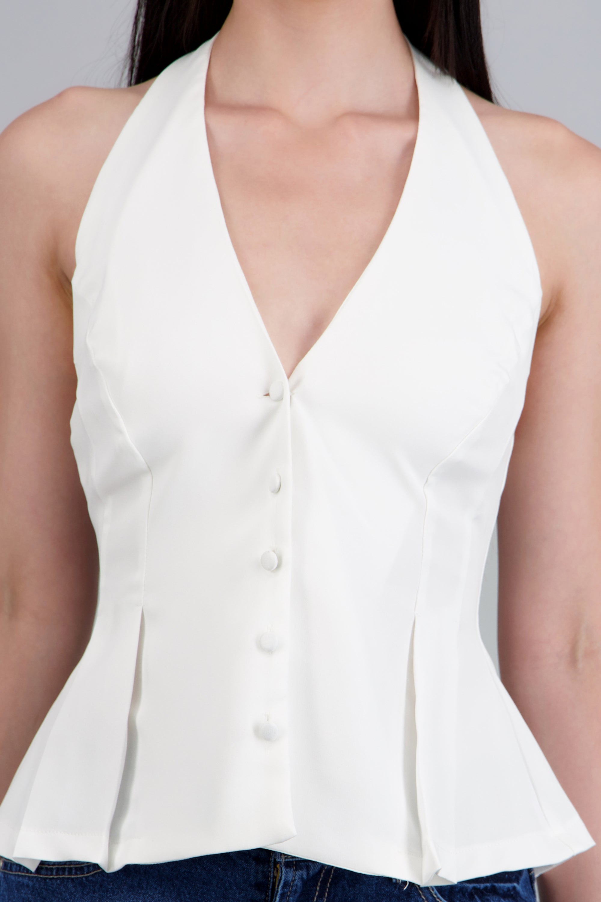 Top halter detalle botones BLANCO