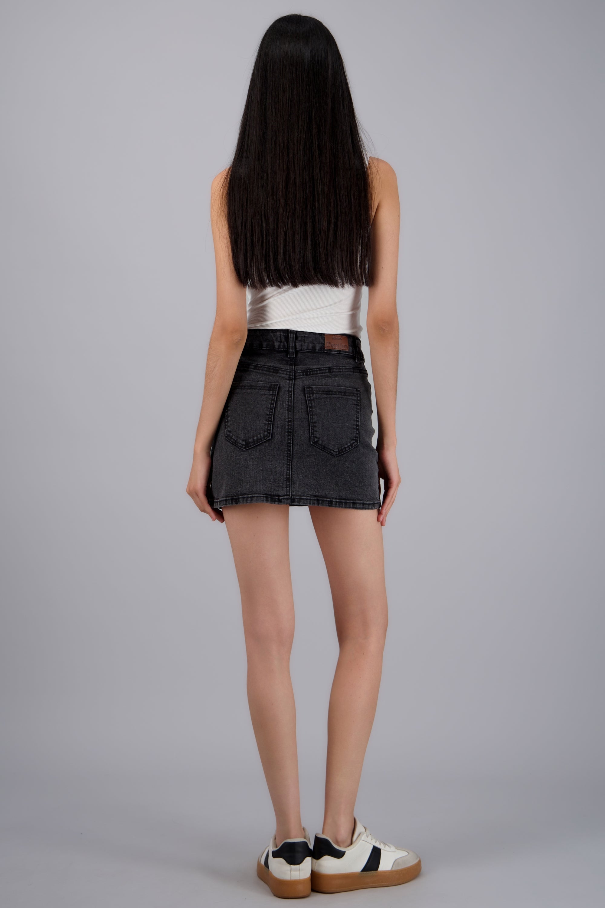 Falda denim recta NEGRO