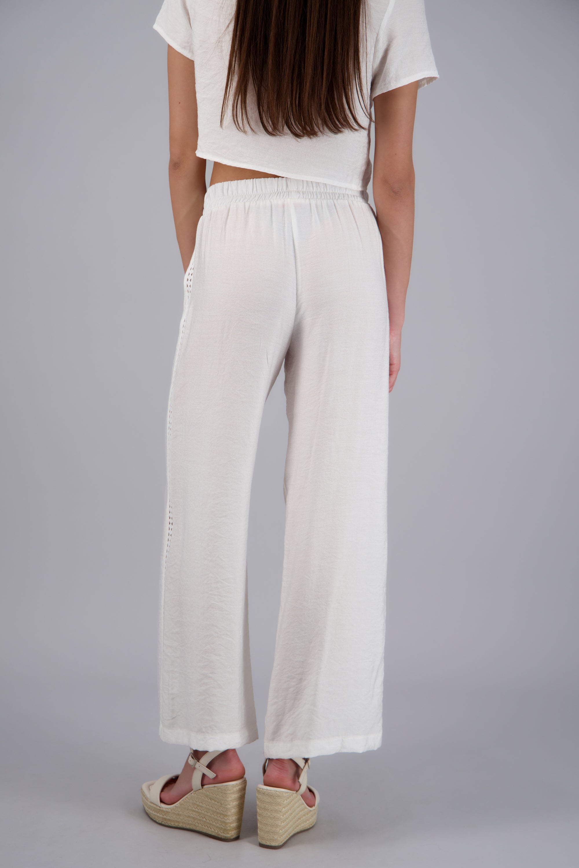 Pantalon detalle bordado BLANCO
