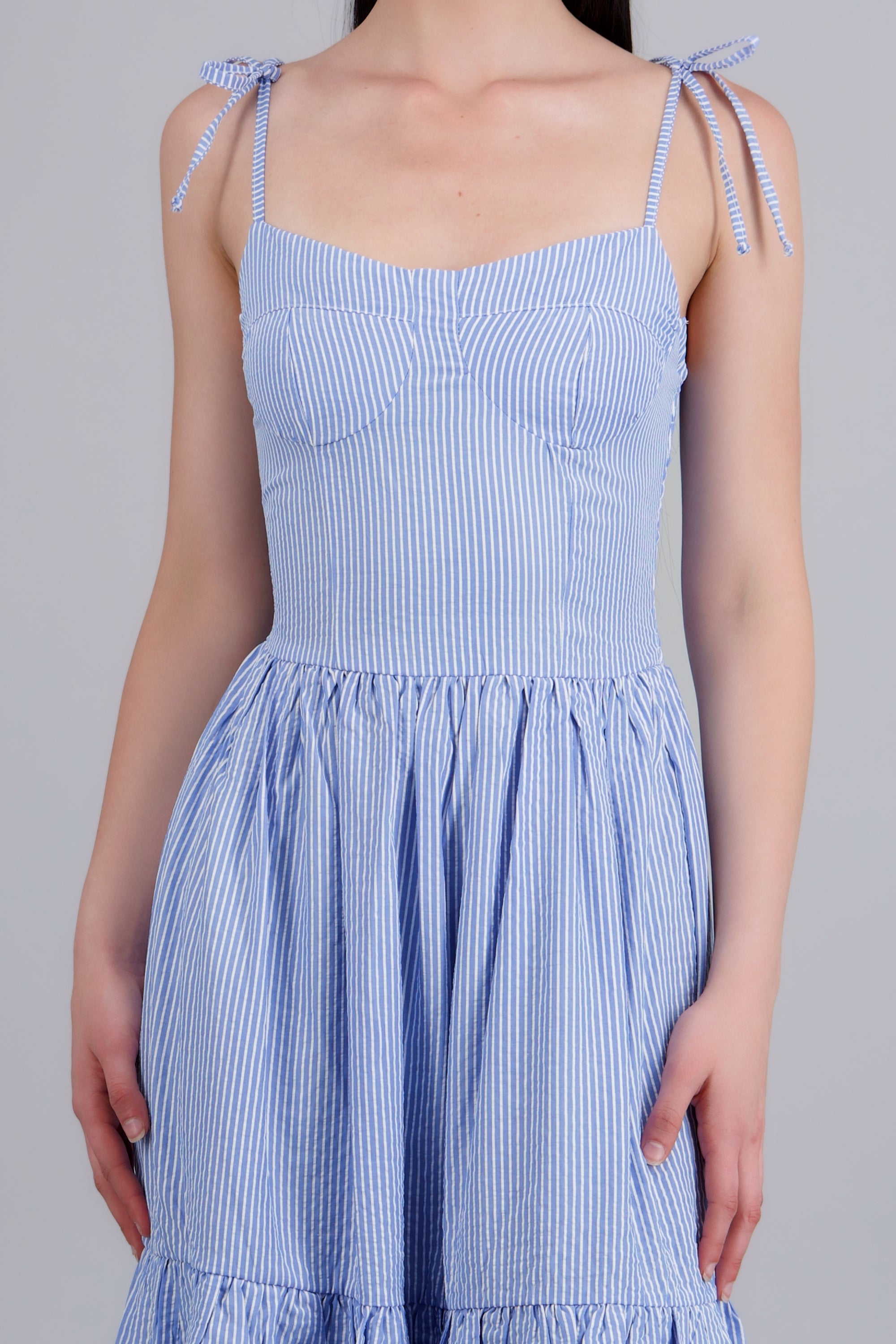 VESTIDO MIDI TIRANTES DET OLANES AZUL COMBO