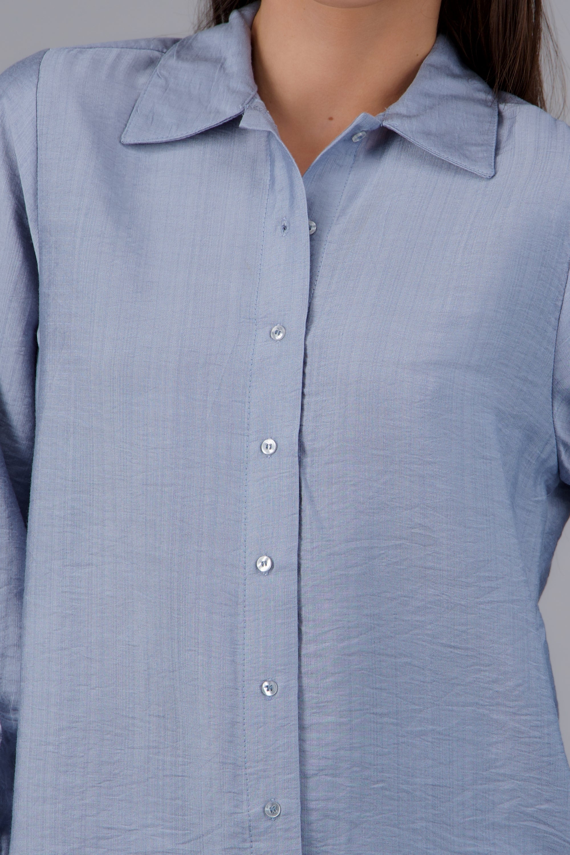 Camisa larga textura AZUL PASTEL