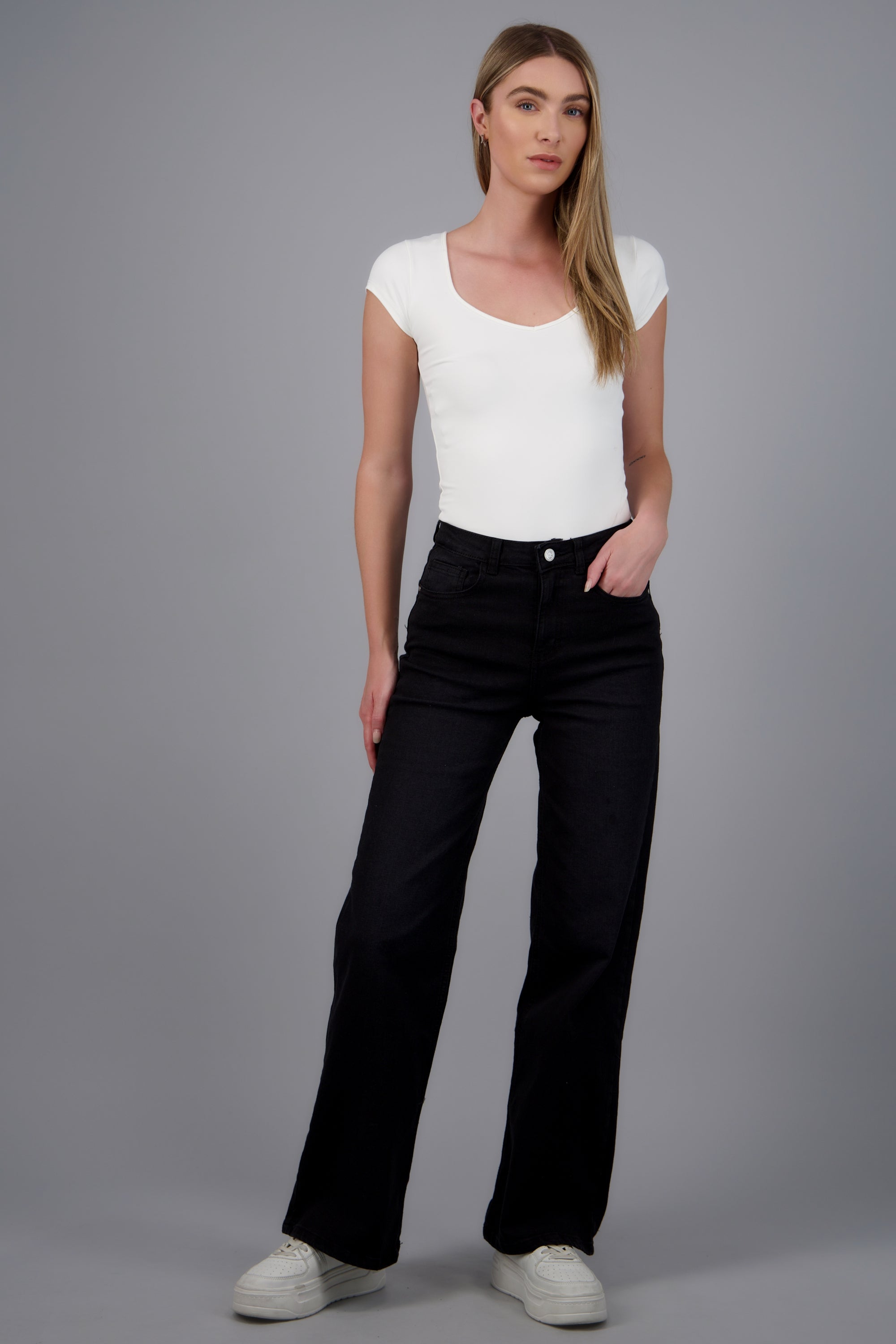 Jeans wide leg amplios NEGRO