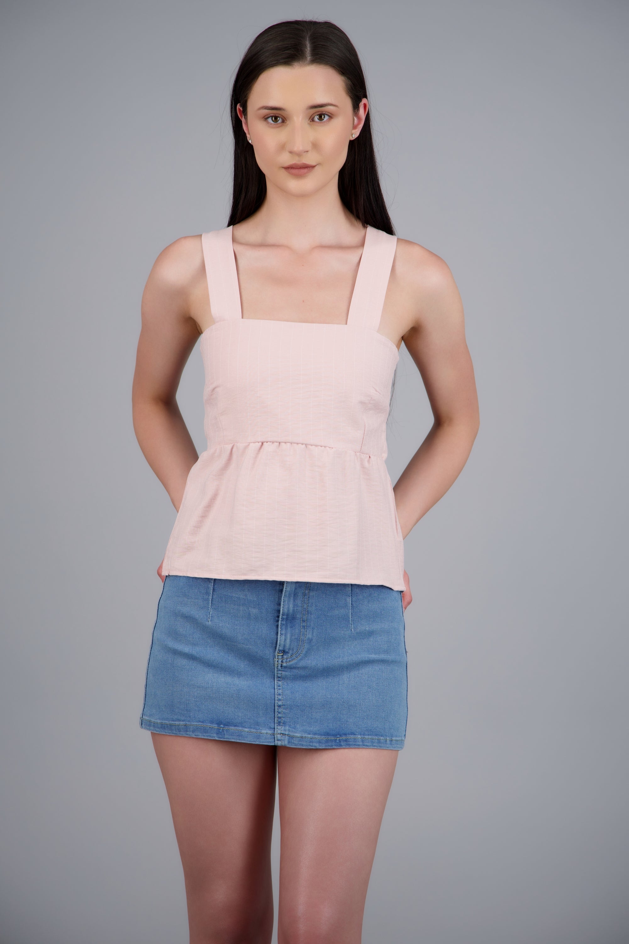 BLUSA RAYAS TIRANTES ANCHOS ROSA PASTEL