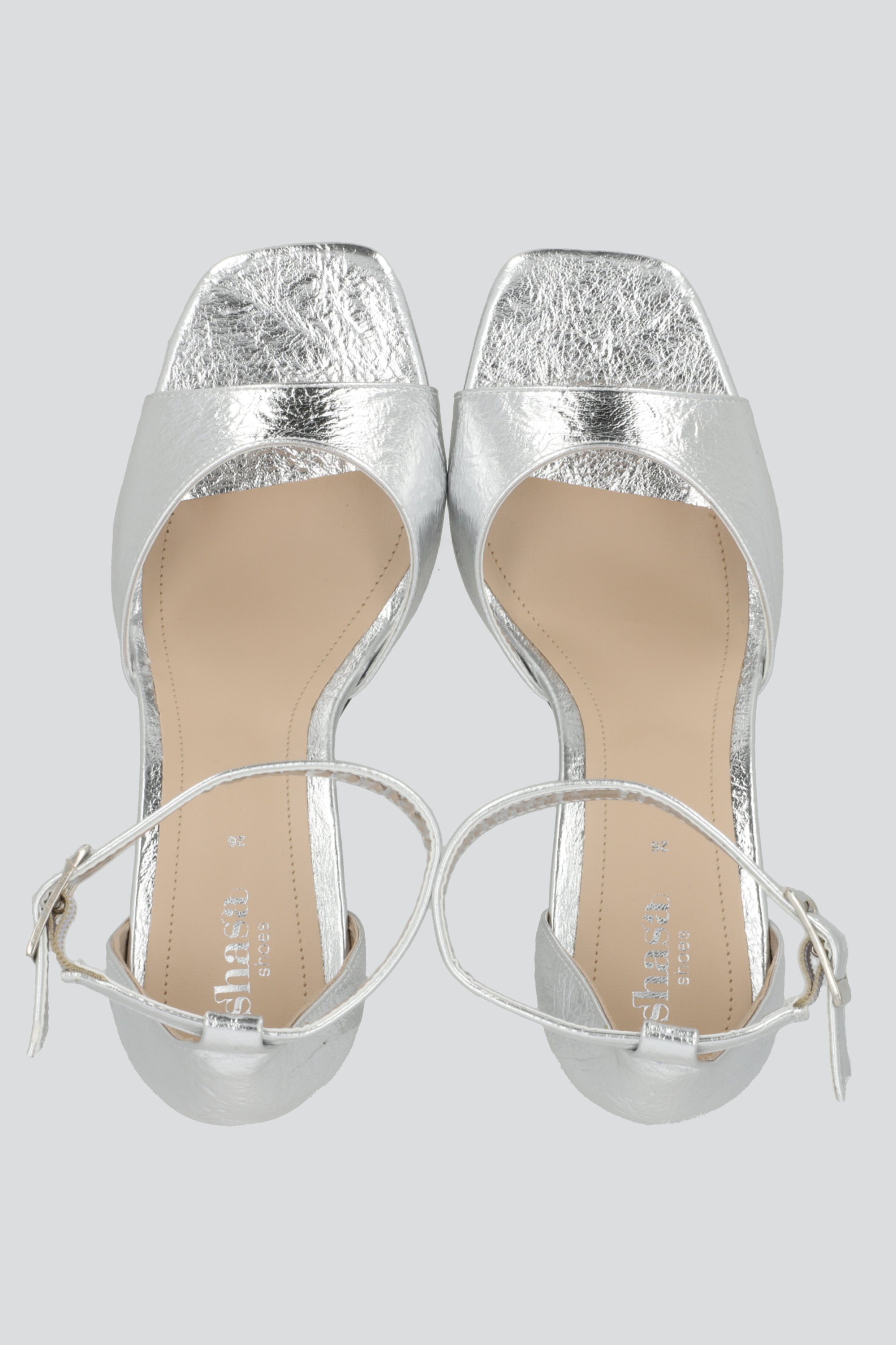 Tacon peep toe craquelado PLATA