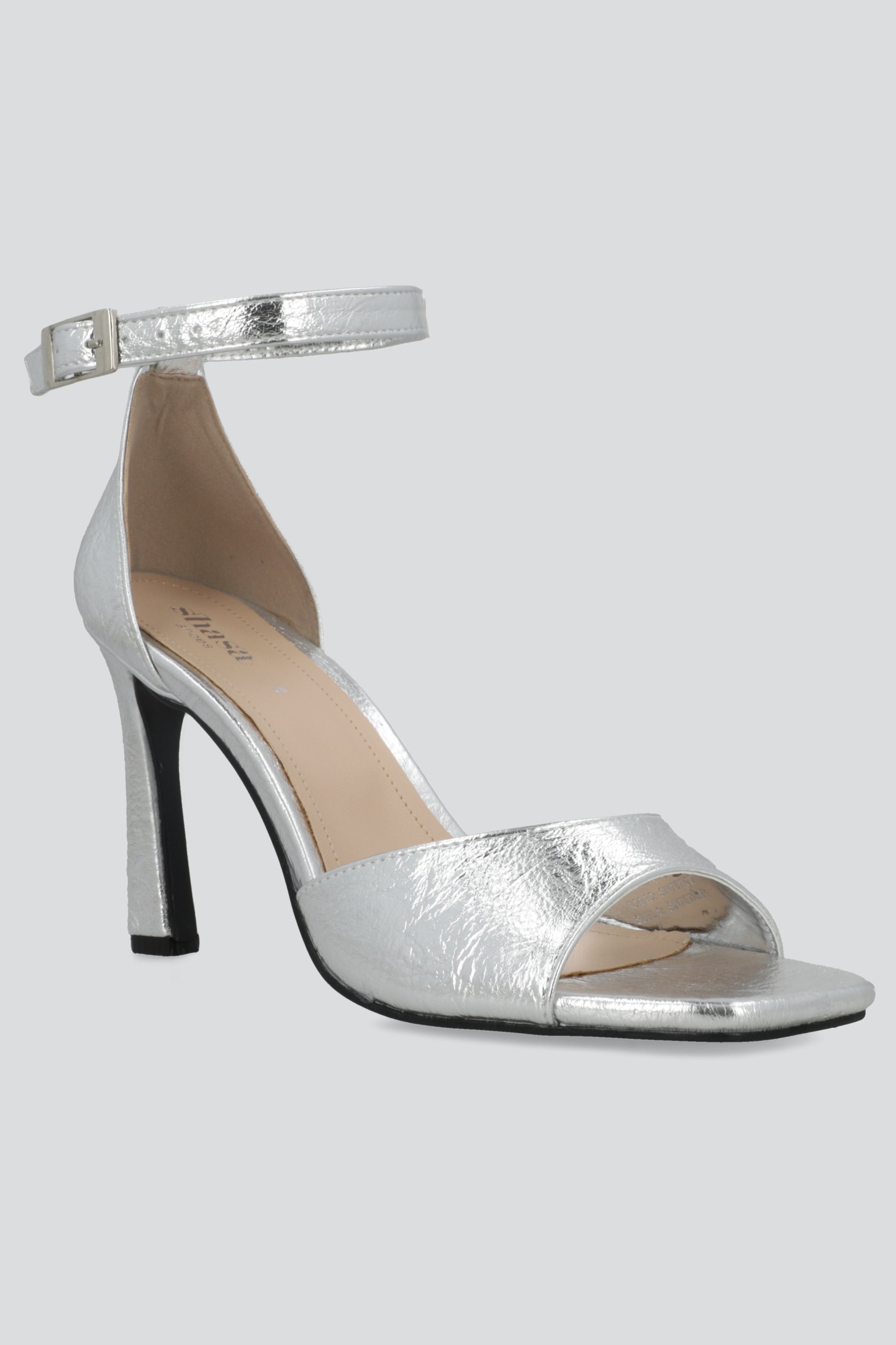 Tacon peep toe craquelado PLATA