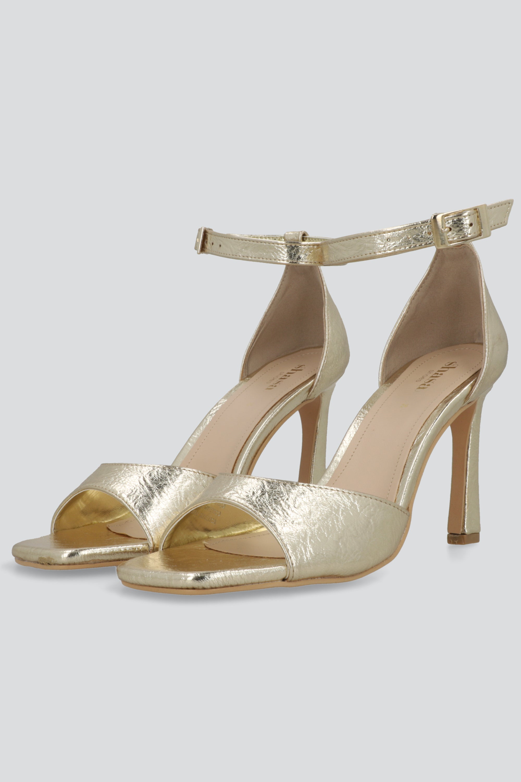 Tacon peep toe craquelado ORO
