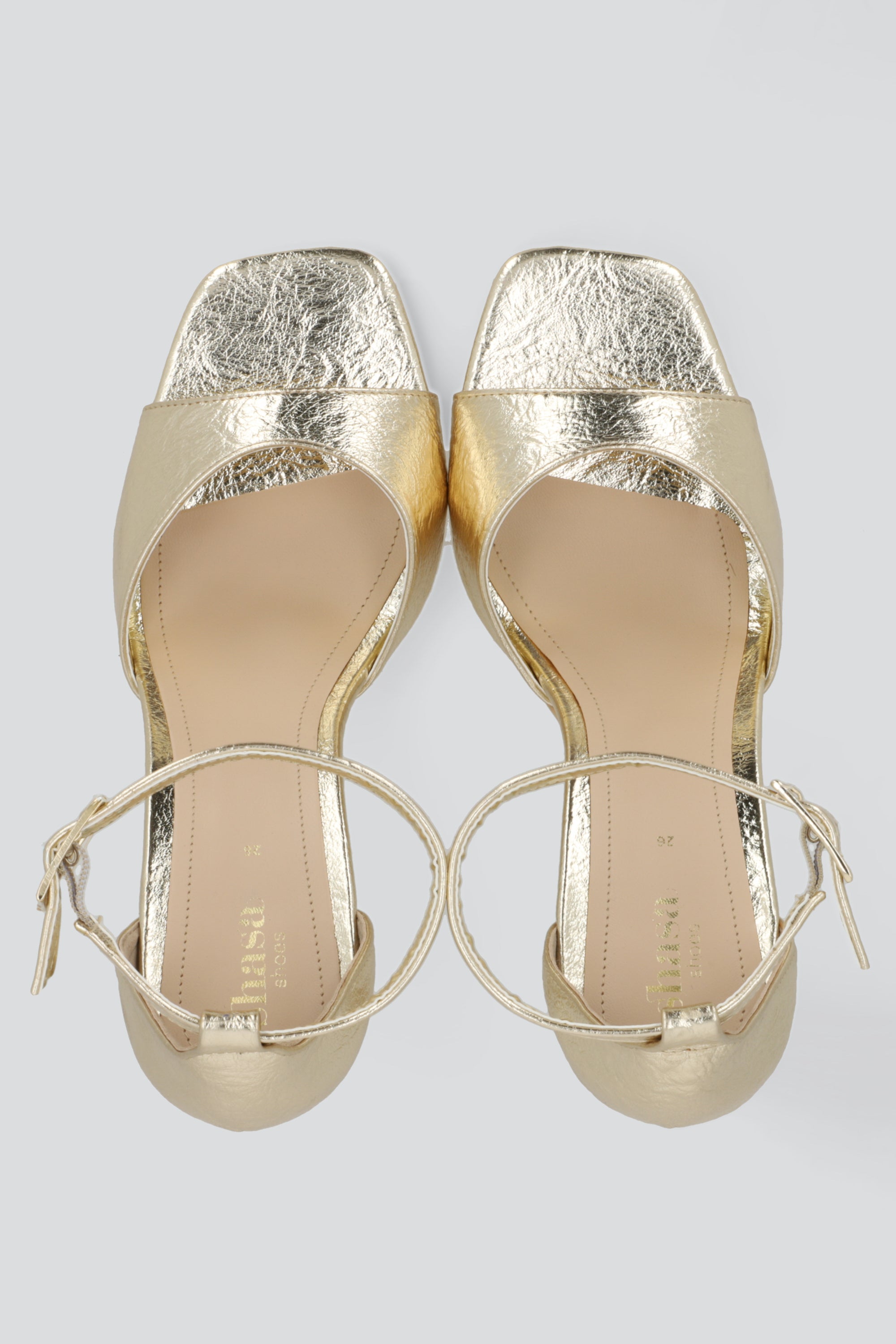 Tacon peep toe craquelado ORO