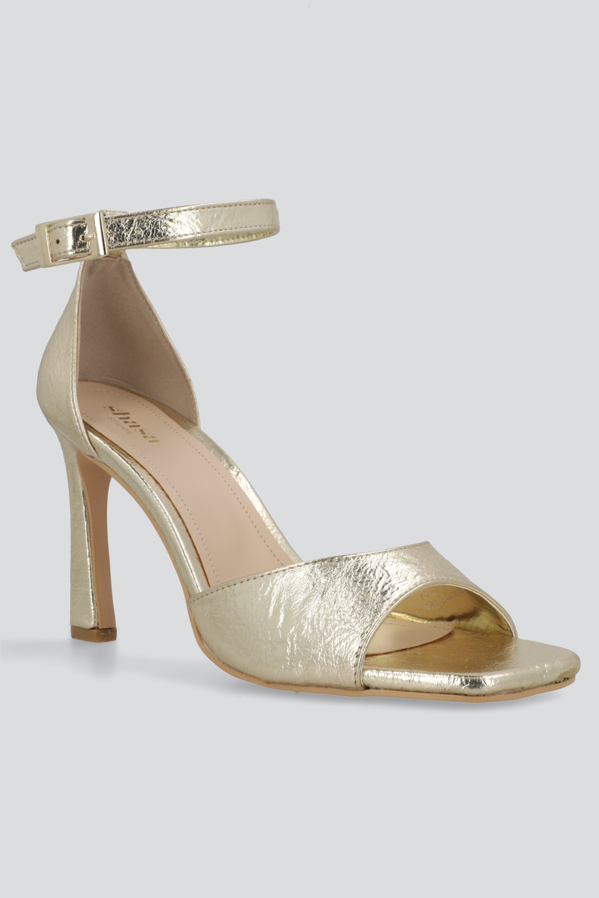 Tacon peep toe craquelado ORO