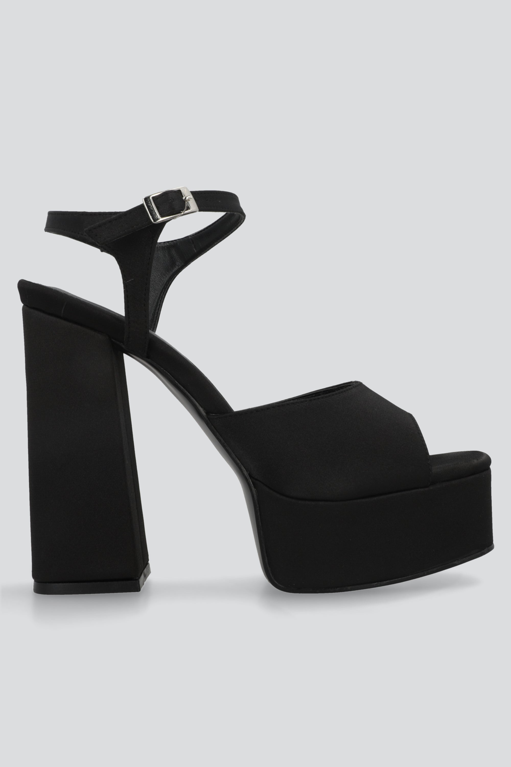 Tacon peep toe plataforma satin NEGRO