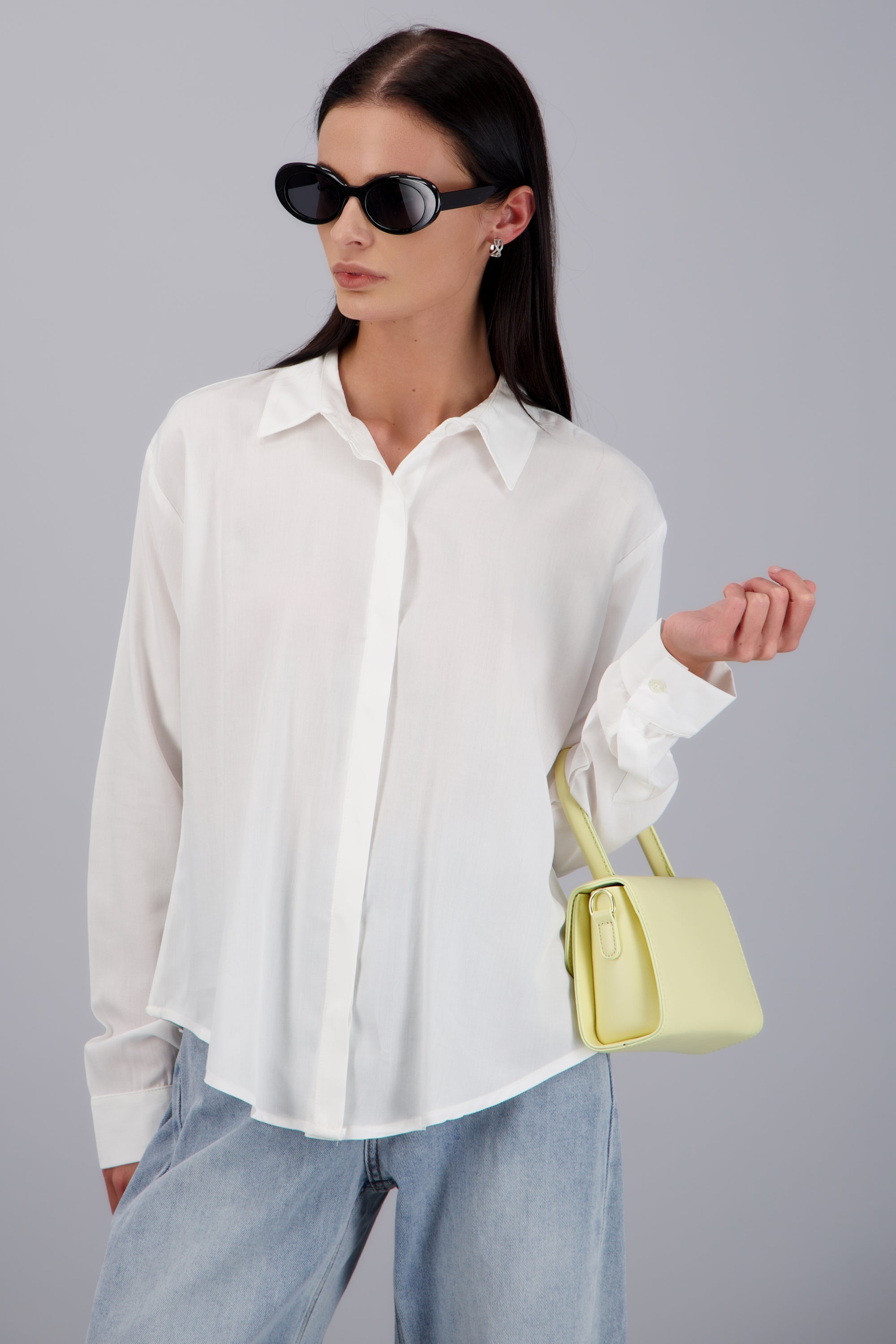 Camisa manga larga detalle aletilla BLANCO