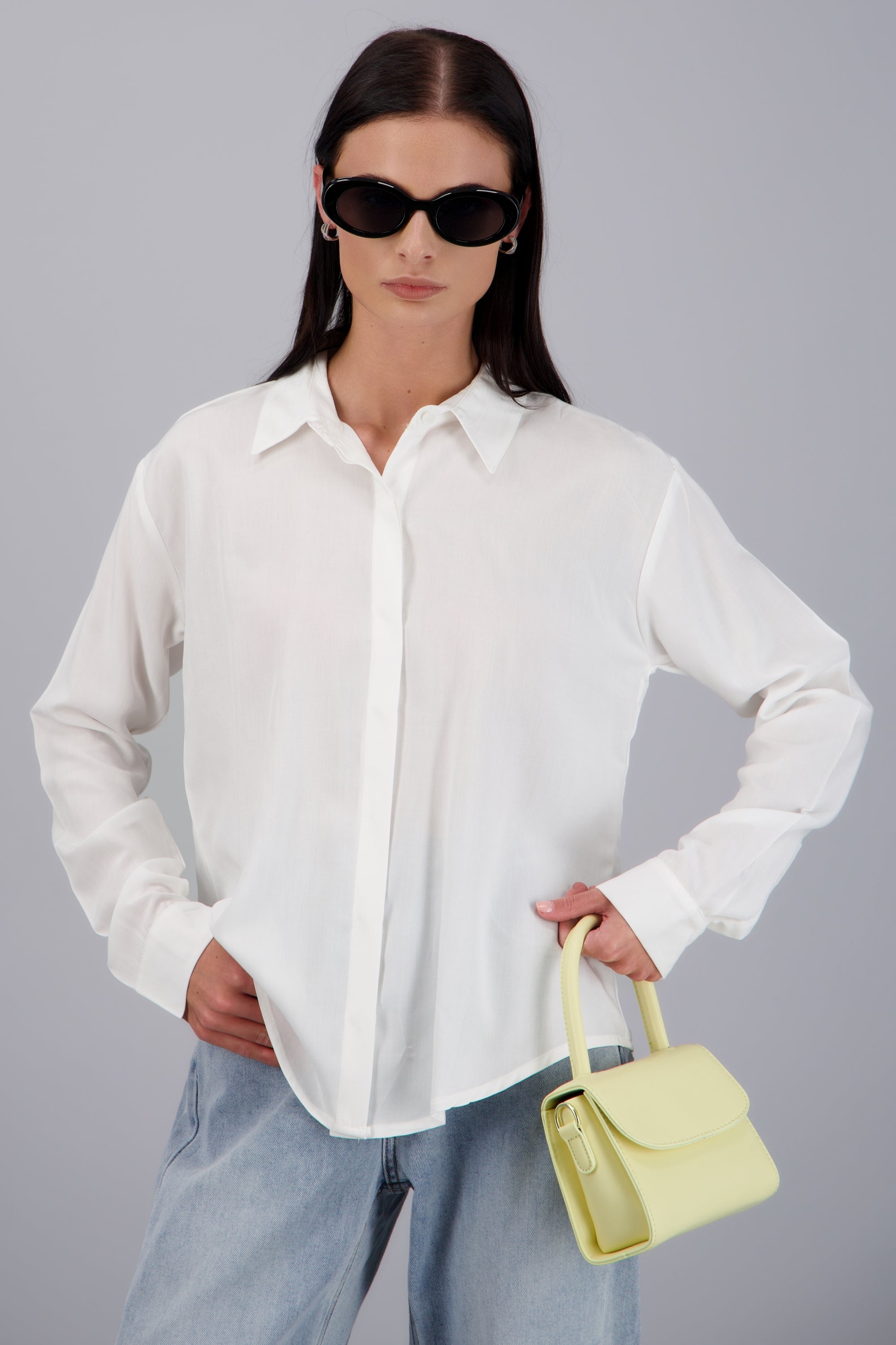 Camisa manga larga detalle aletilla BLANCO