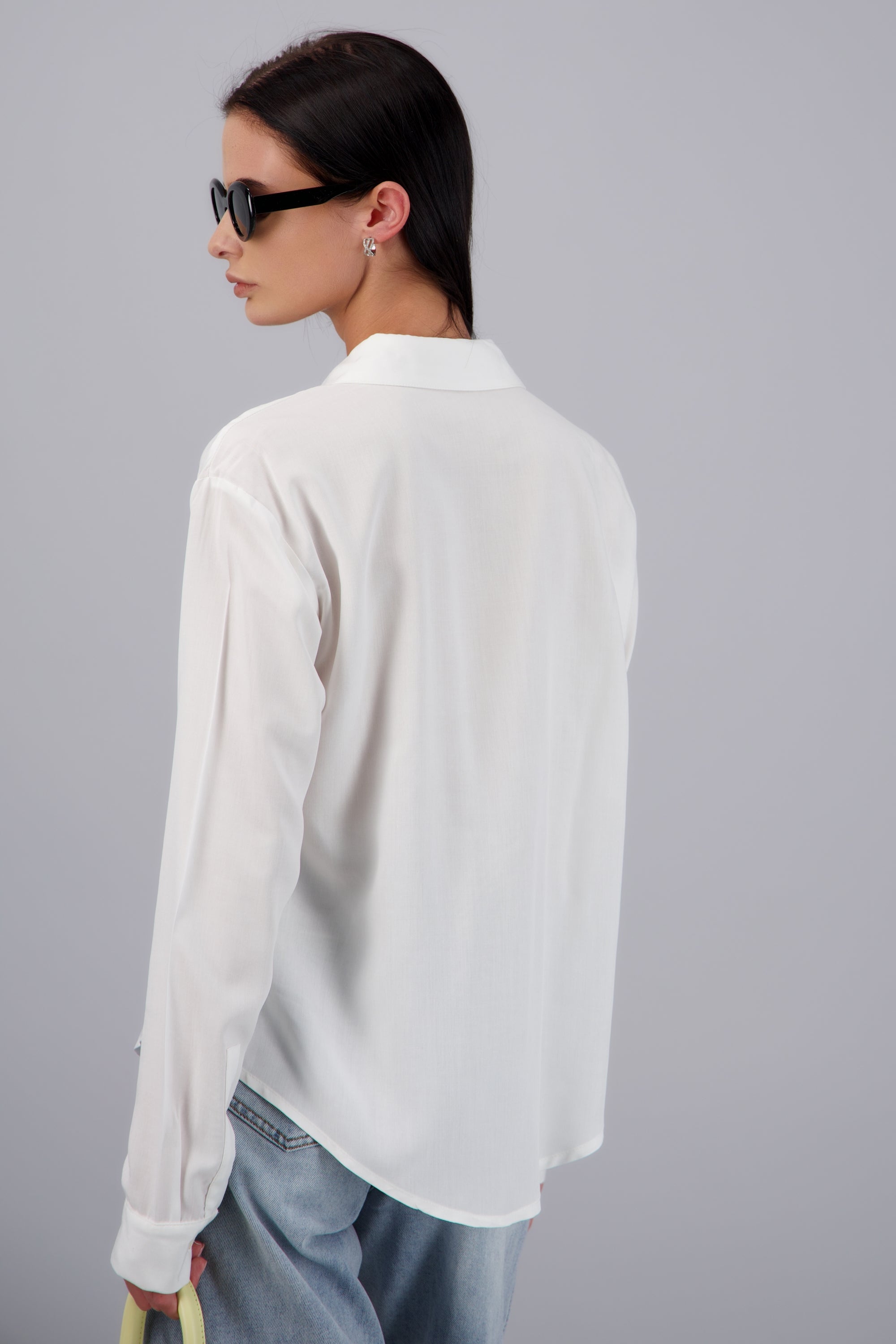Camisa manga larga detalle aletilla BLANCO