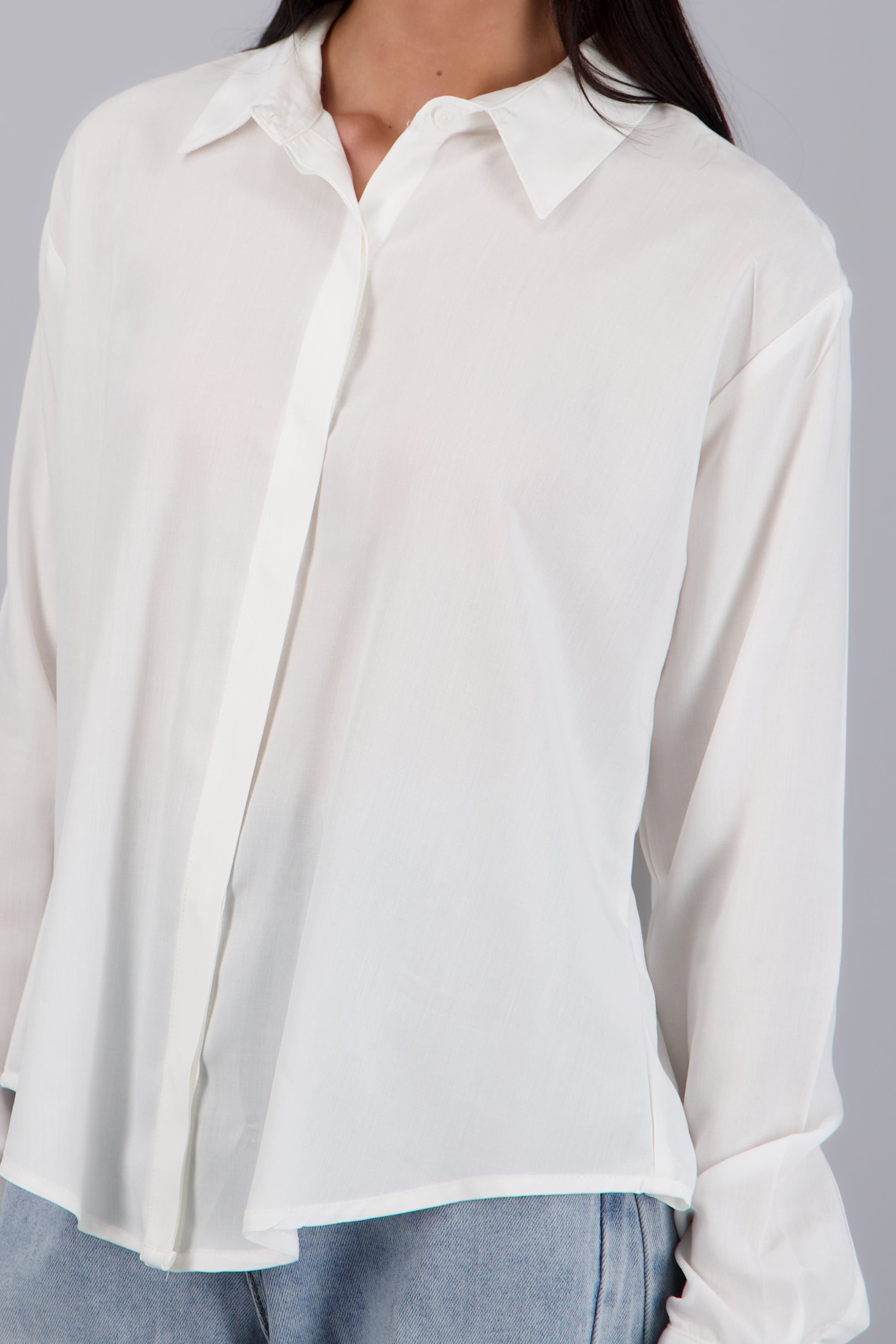 Camisa manga larga detalle aletilla BLANCO