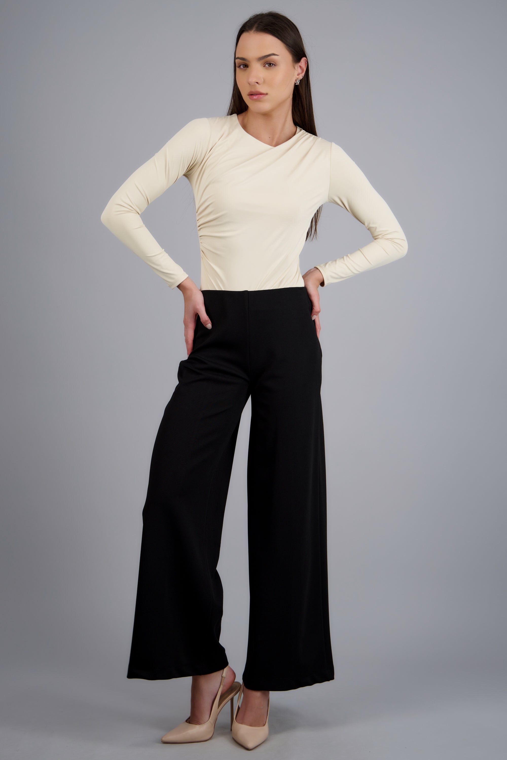 Pantalon wide leg liso NEGRO
