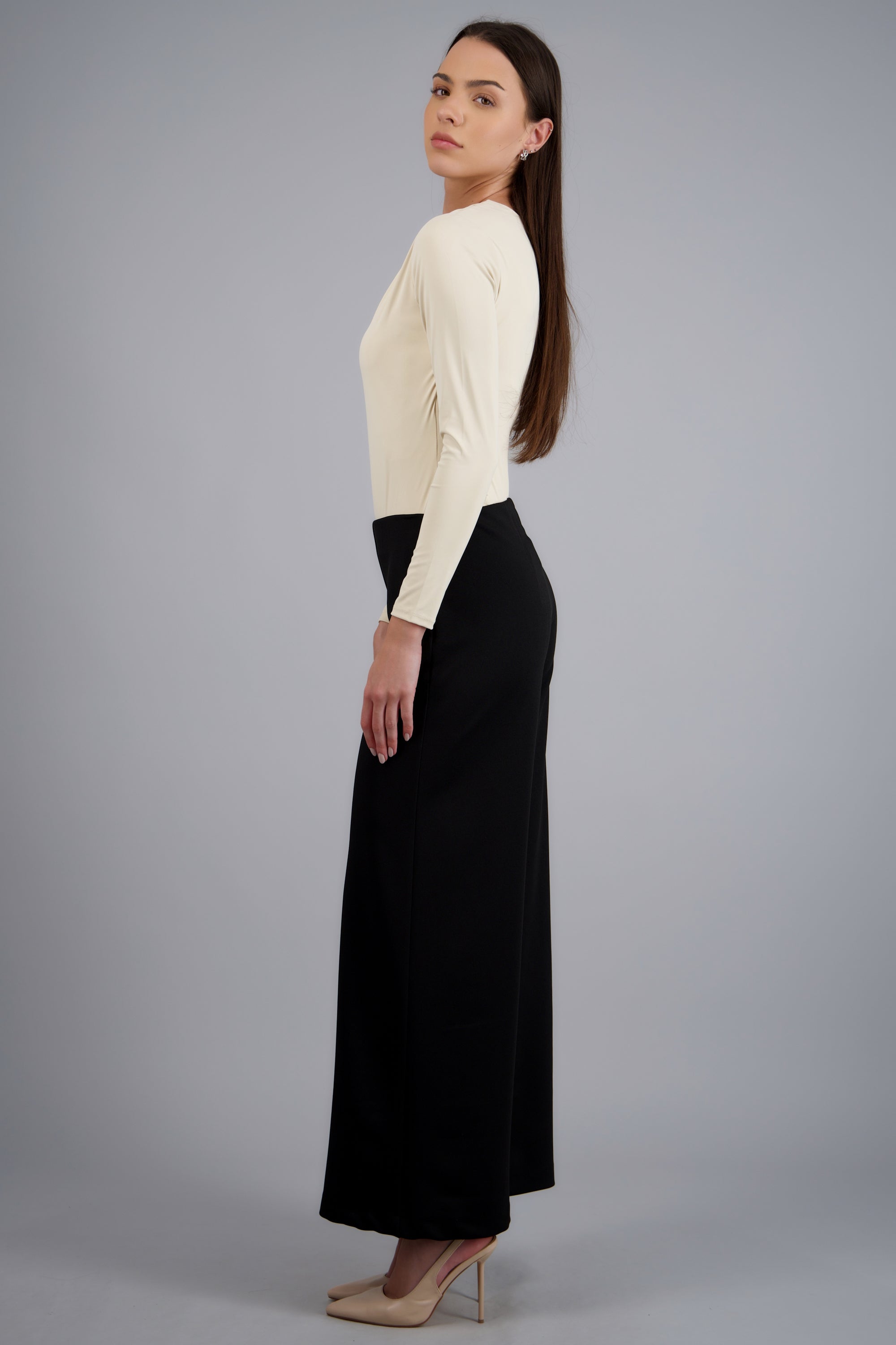 Pantalon wide leg liso NEGRO