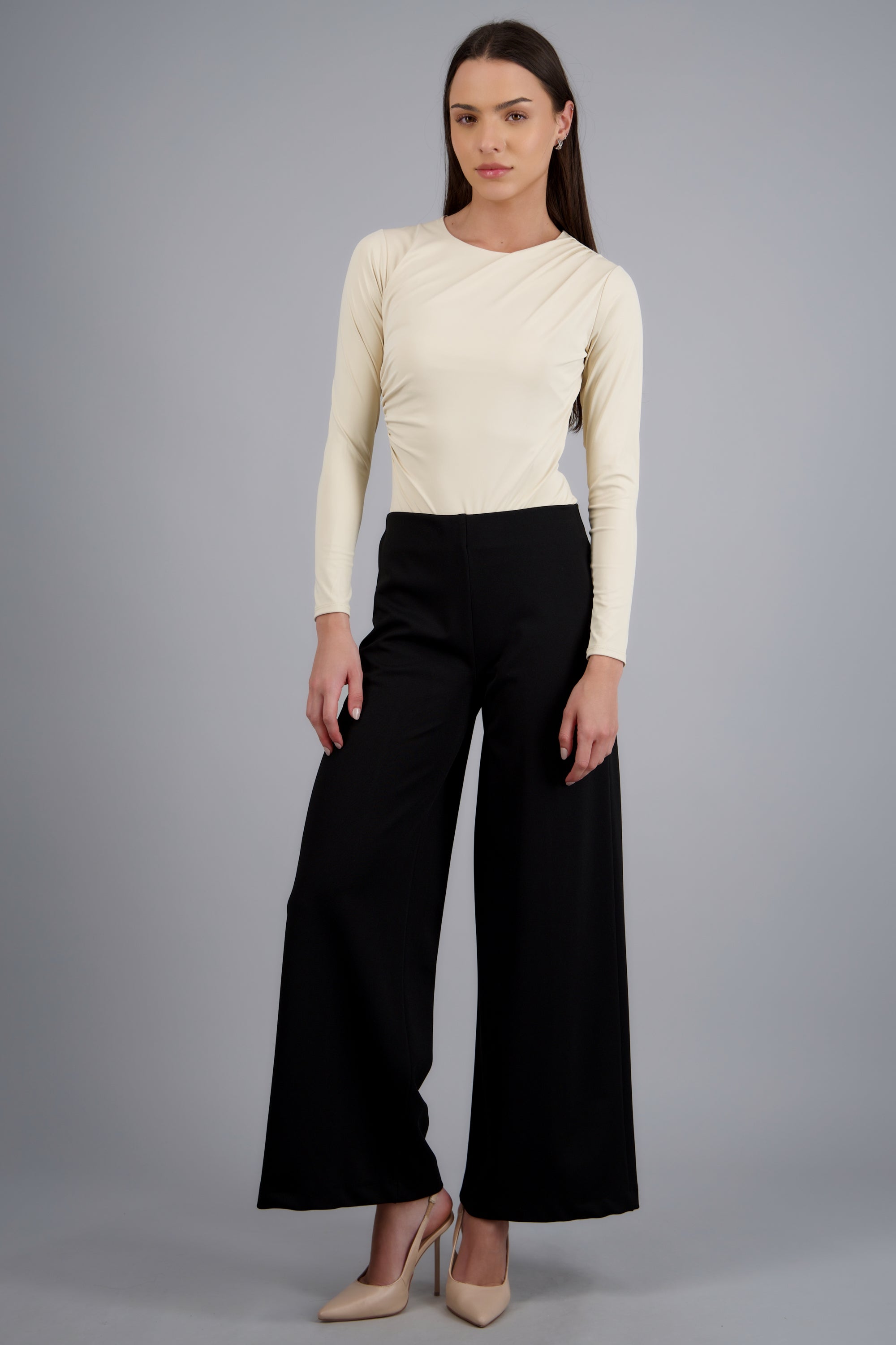 Pantalon wide leg liso NEGRO