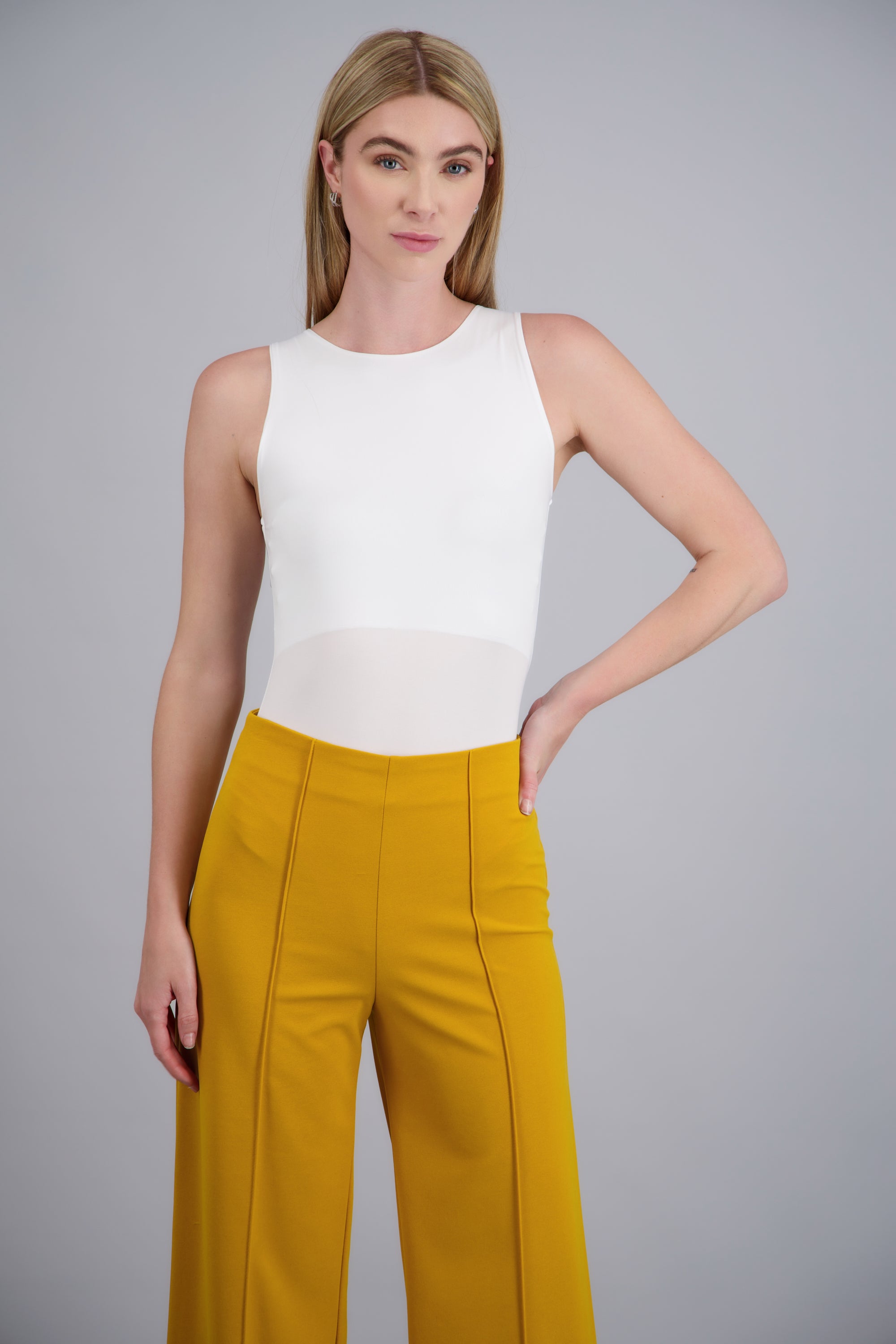 Body cuello redondo sin mangas BLANCO