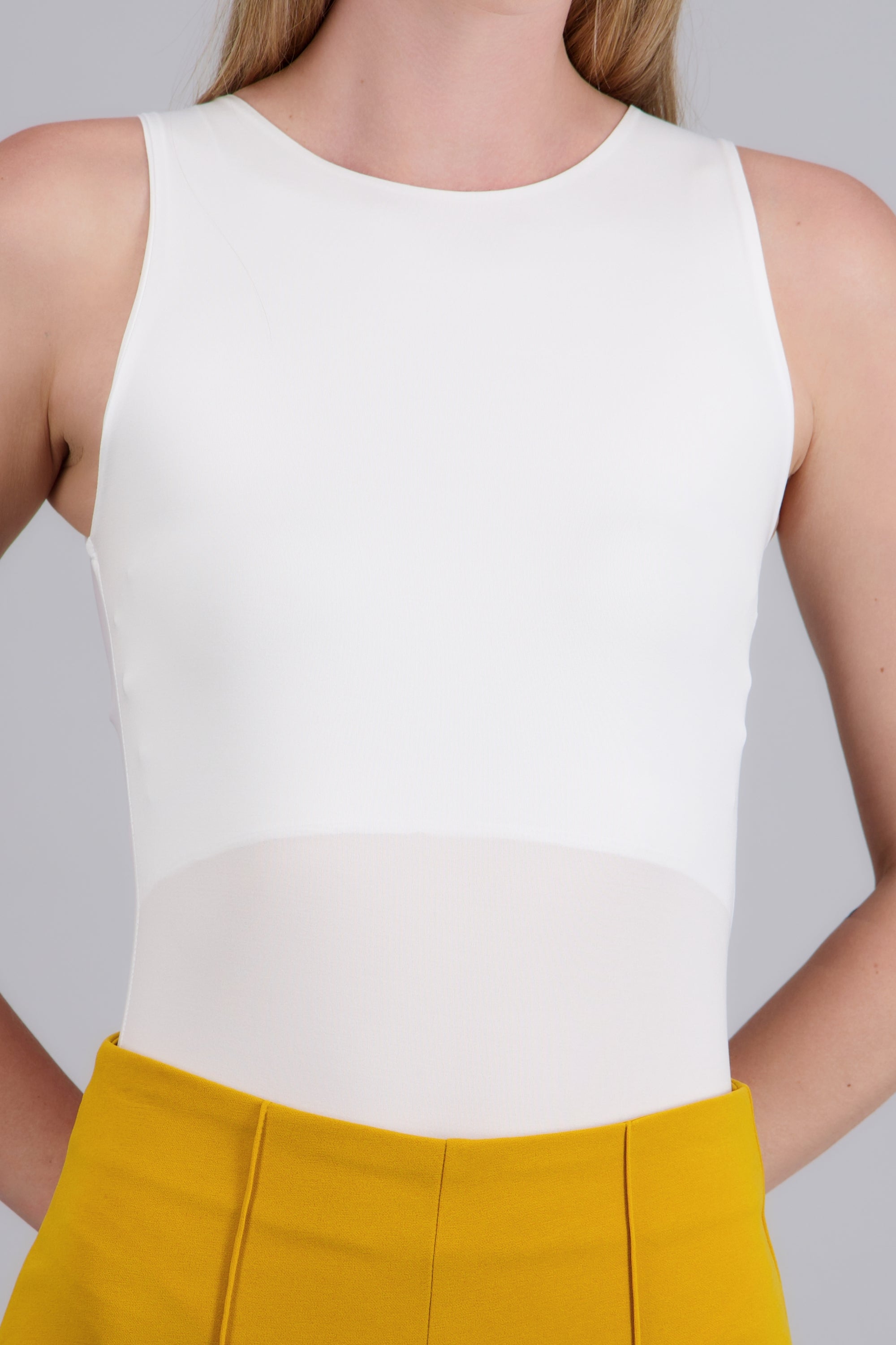 Body cuello redondo sin mangas BLANCO