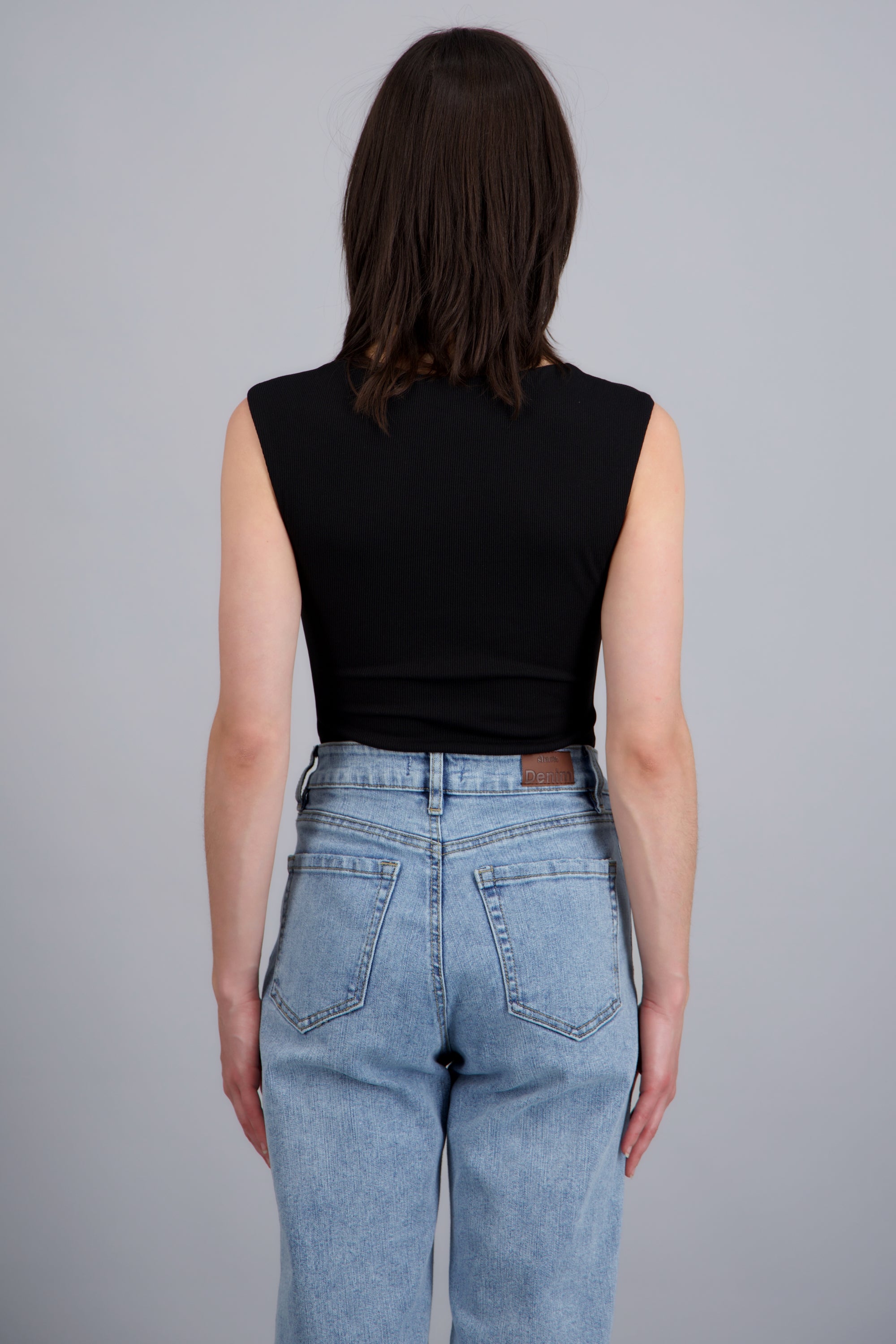 Bodysuit rib escote cuadrado NEGRO