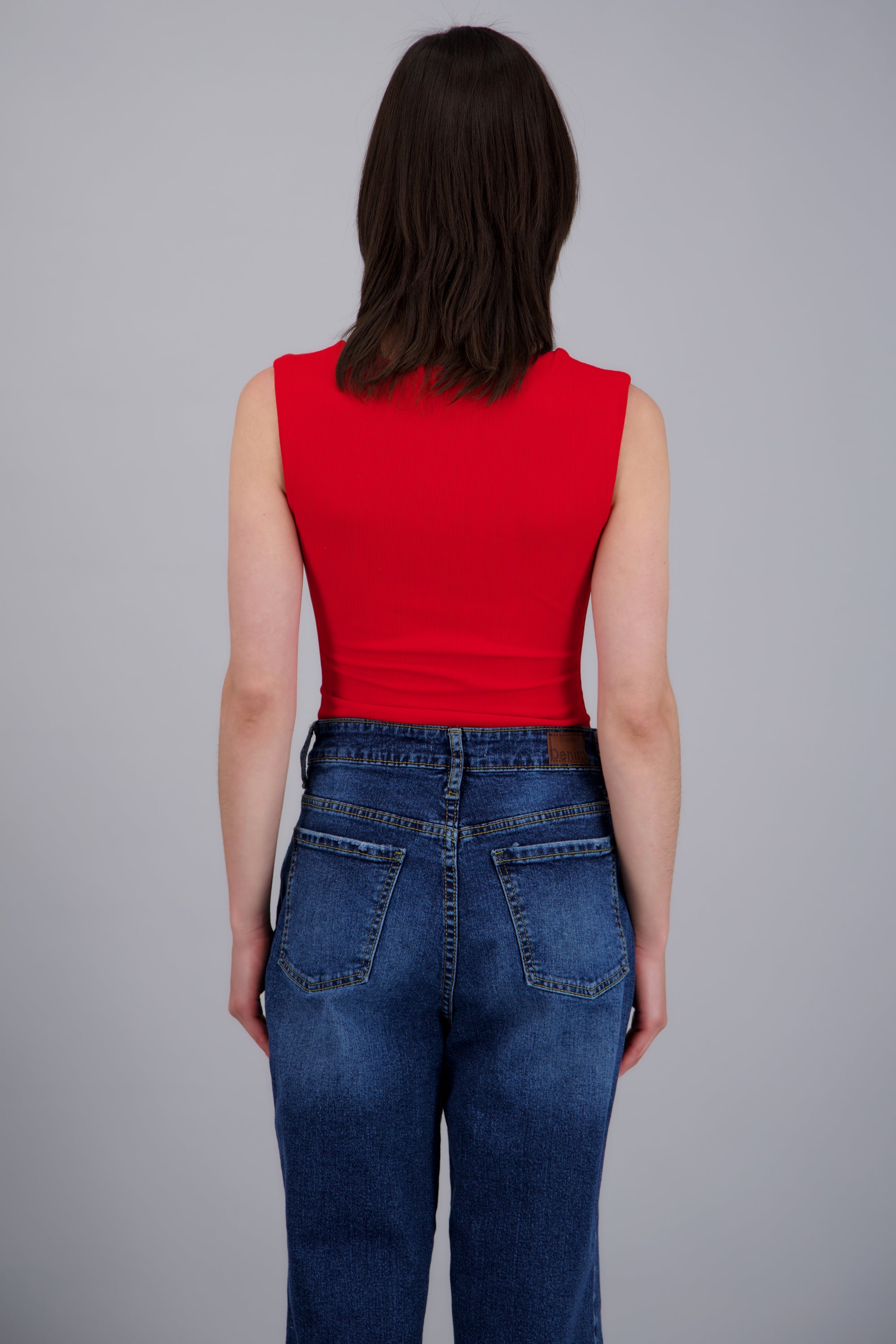 Bodysuit rib escote cuadrado ROJO QUEMADO