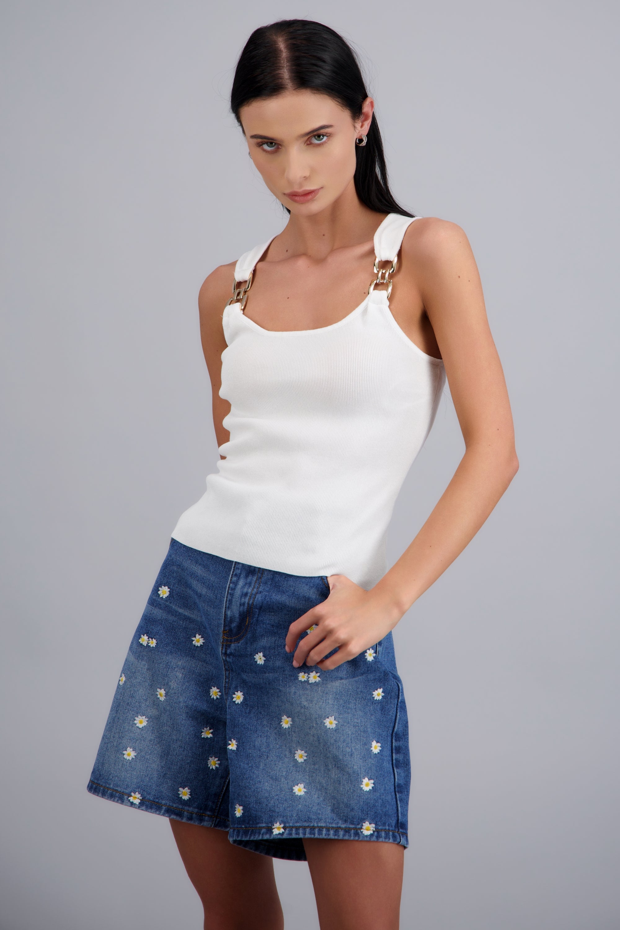 Top detalle herraje liso BLANCO