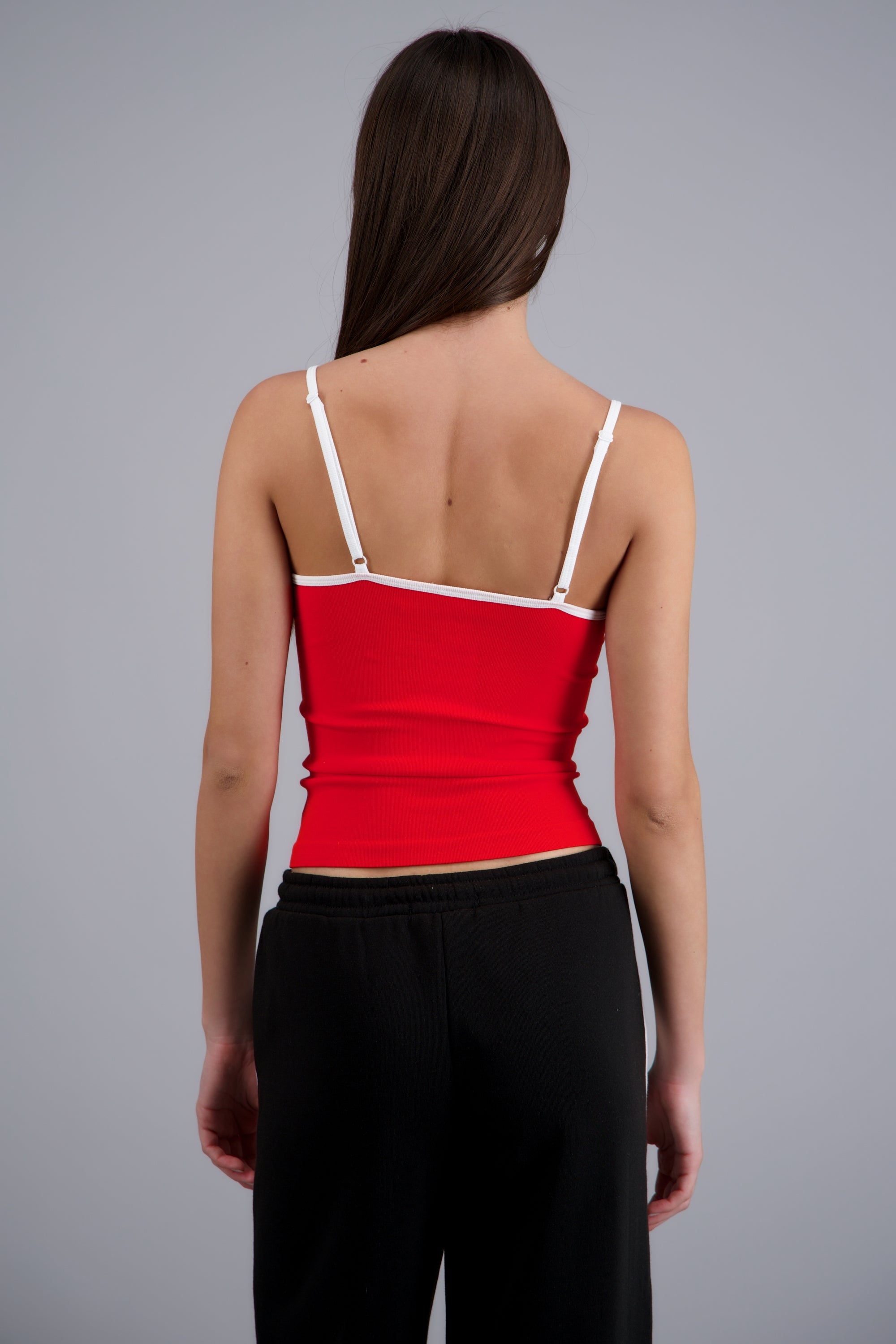 Top tirantes escote en V con contraste ROJO