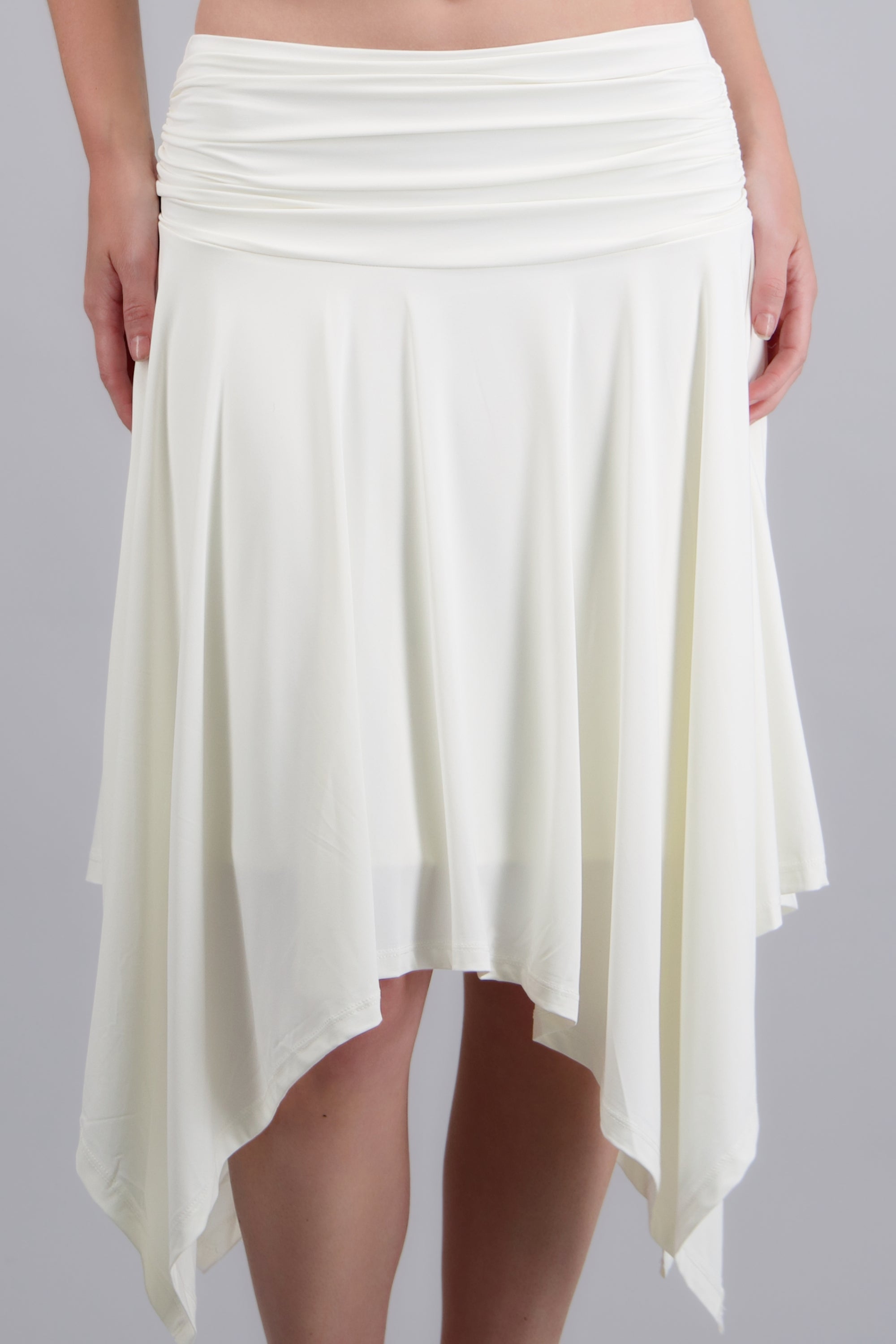 Falda asimétrica detalle frunce BLANCO