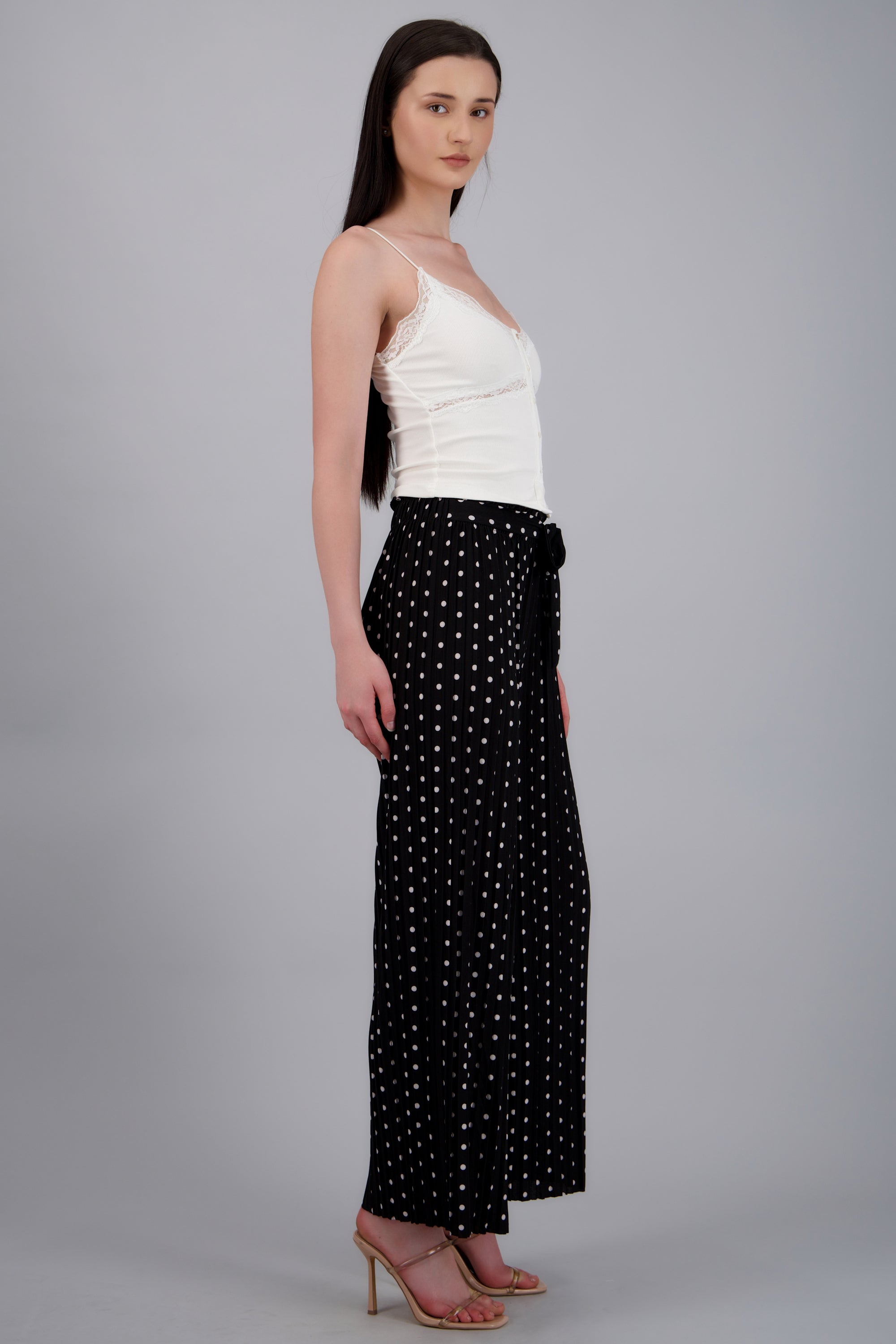 Pantalon amplio polka plisado NEGRO COMBO