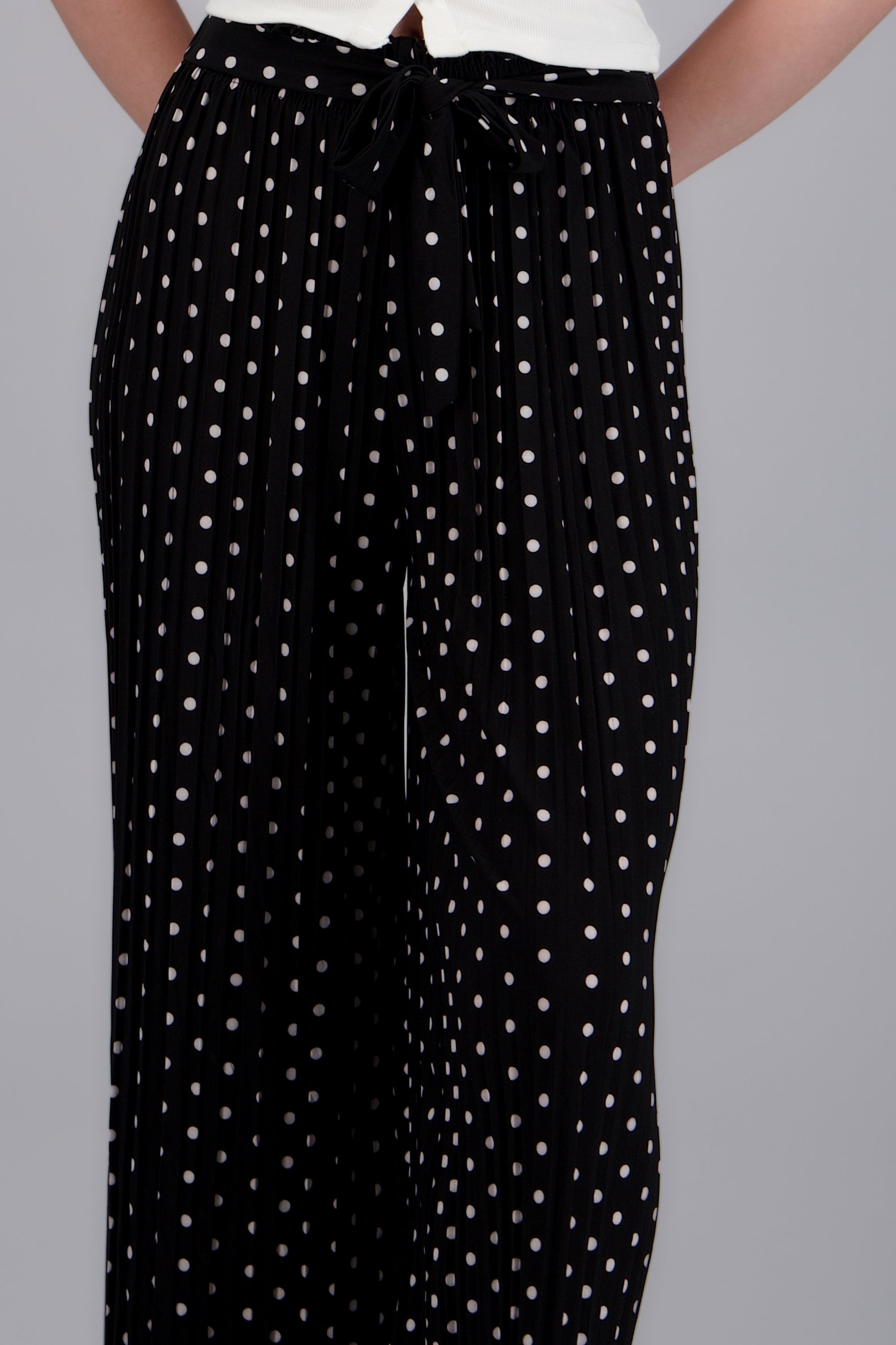 Pantalon amplio polka plisado NEGRO COMBO