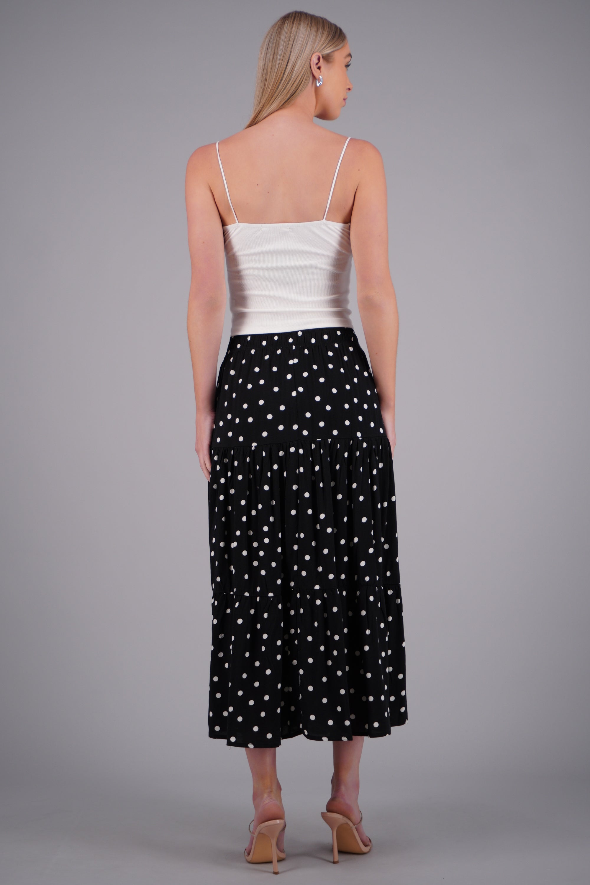 Falda maxi polka dots NEGRO COMBO