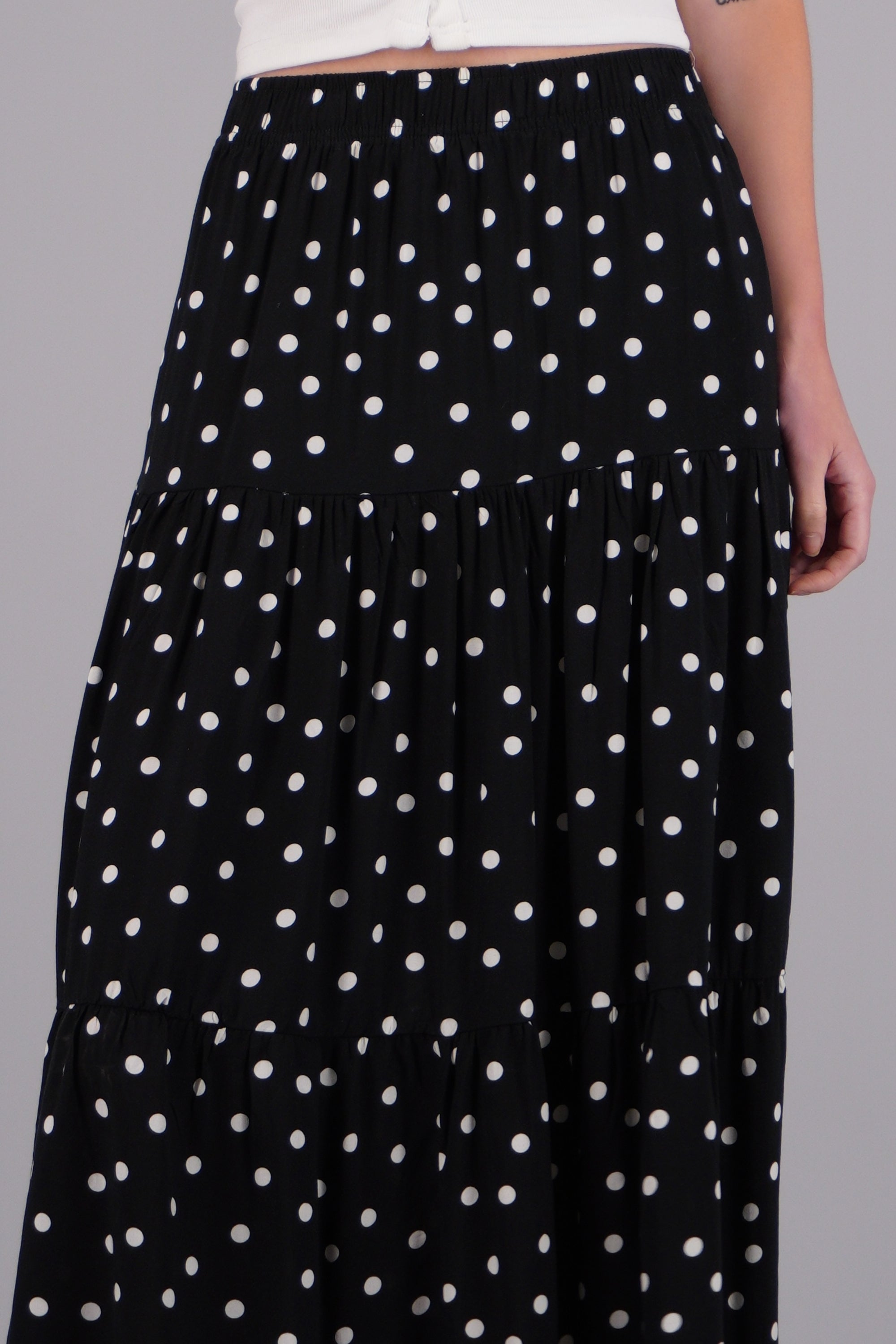 Falda maxi polka dots NEGRO COMBO