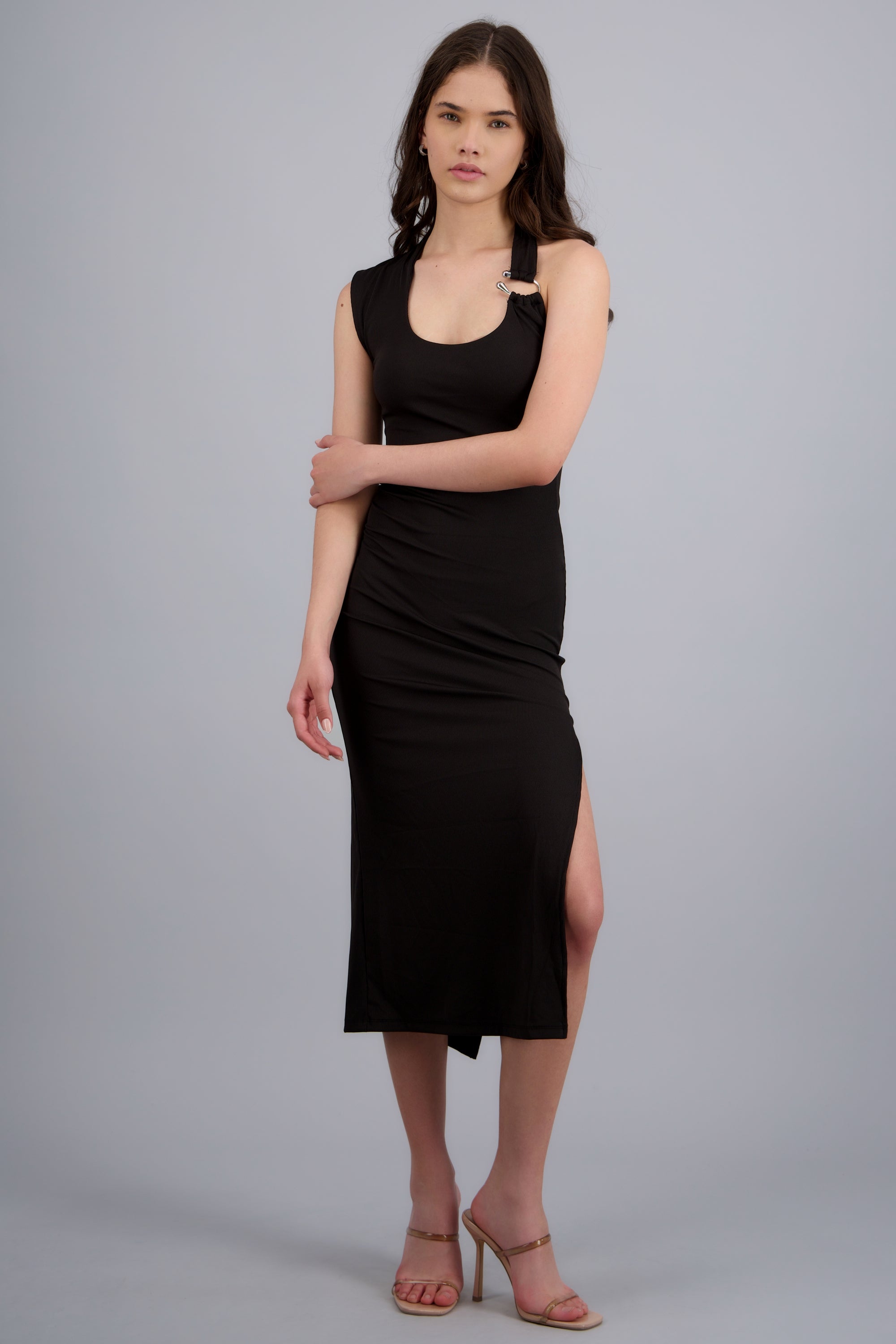 Vestido detalle argolla NEGRO