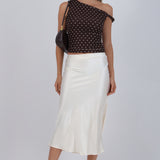 Falda satinada midi lisa