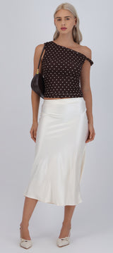 Falda satinada midi lisa