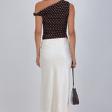 Falda satinada midi lisa